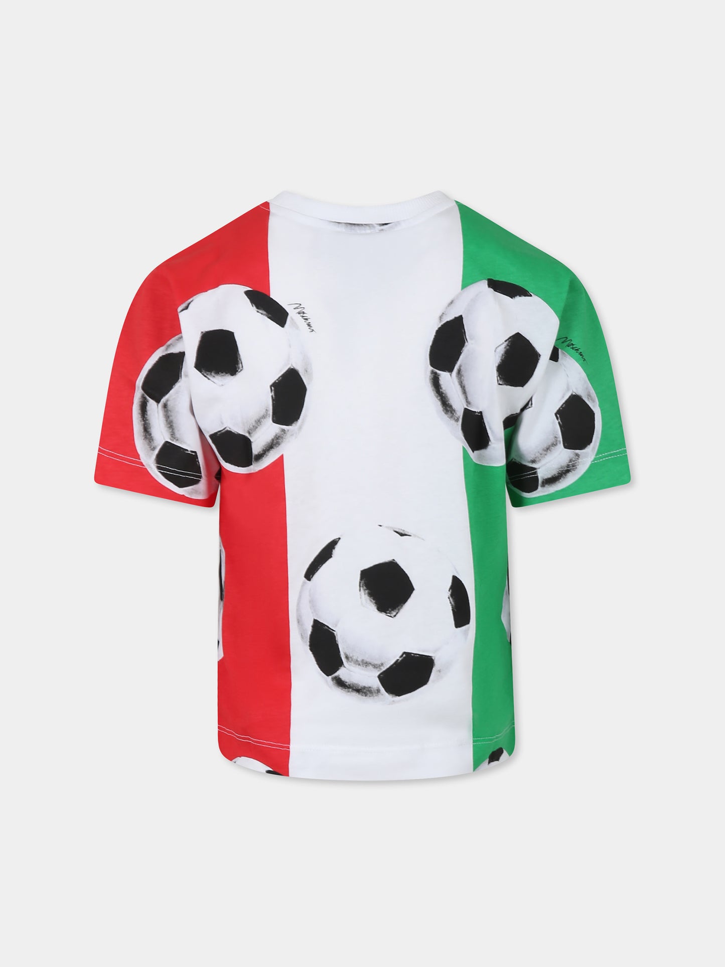 T-shirt multicolor per bambino con stampa pallone all over