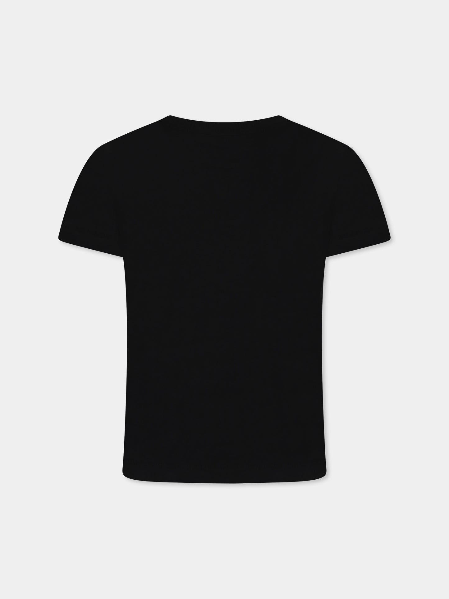 T-shirt nera per bambini con tre Teddy Bears,Moschino Kids,HUM059 LAA23 60100