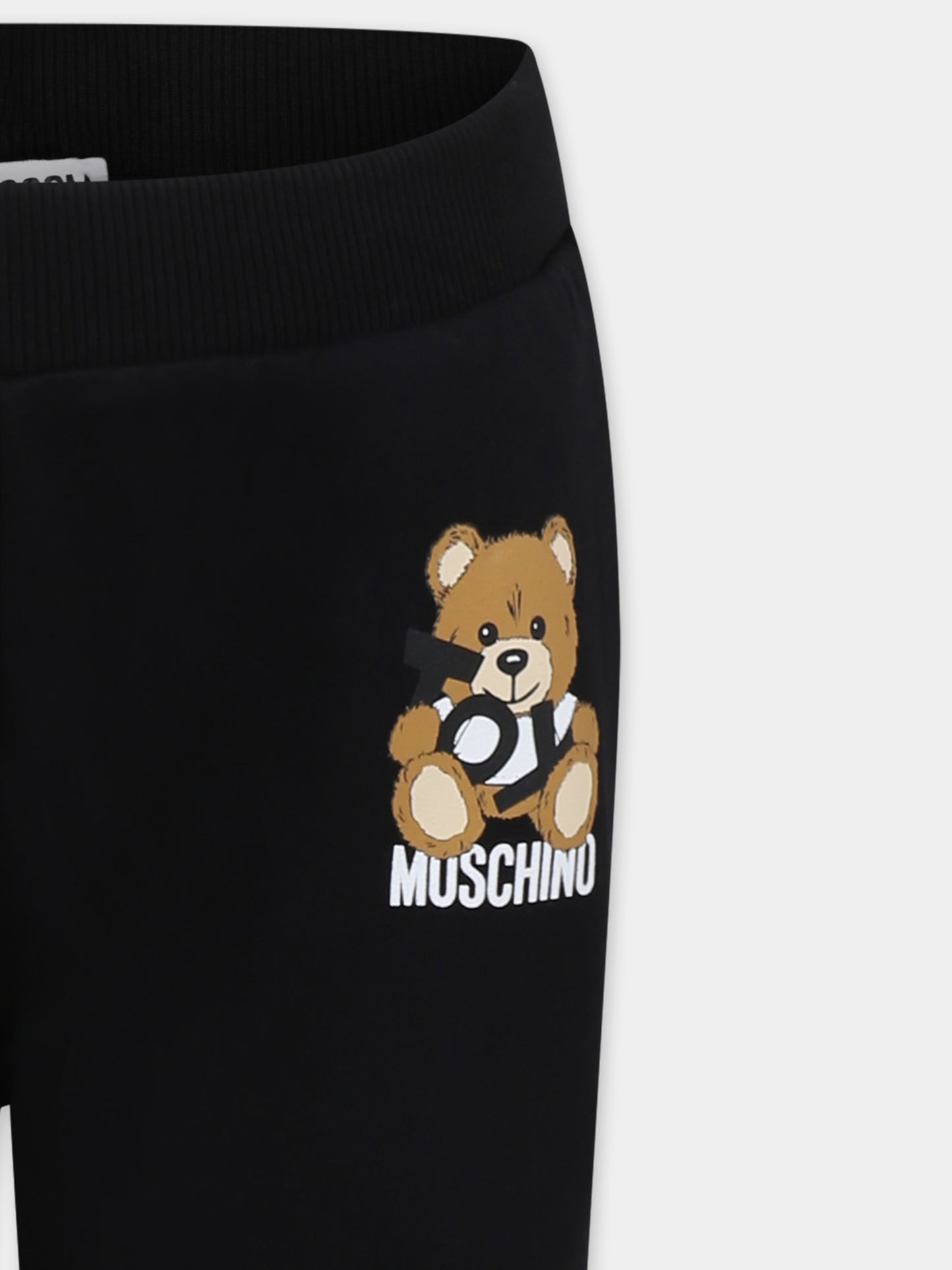 Pantaloni neri per bambini con Teddy Bear,Moschino Kids,HUP08F LCA19 60100