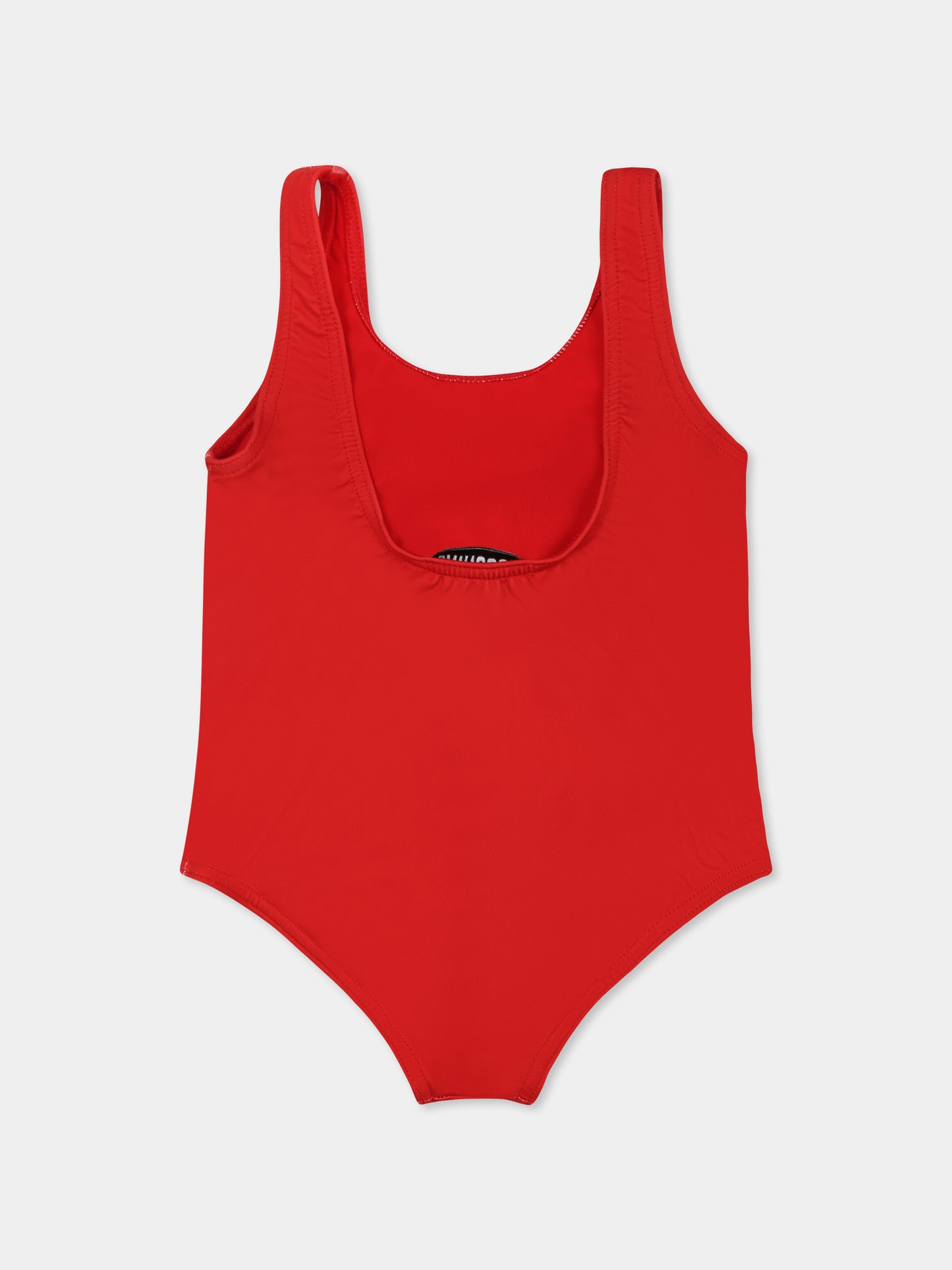 Costume intero rosso per neonata con Teddy Bear e logo nero