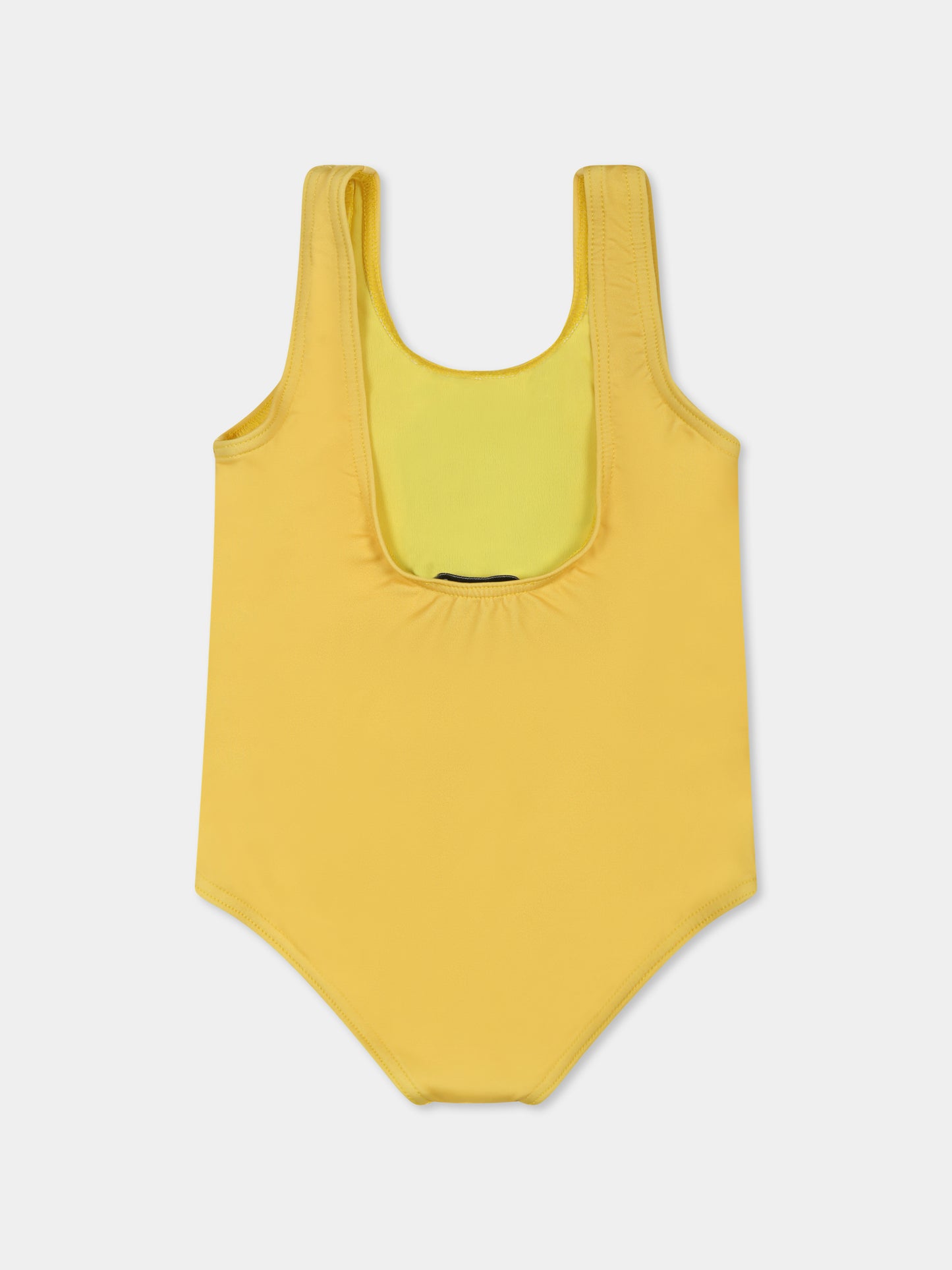 Costume intero giallo per neonata con Teddy Bear e logo nero