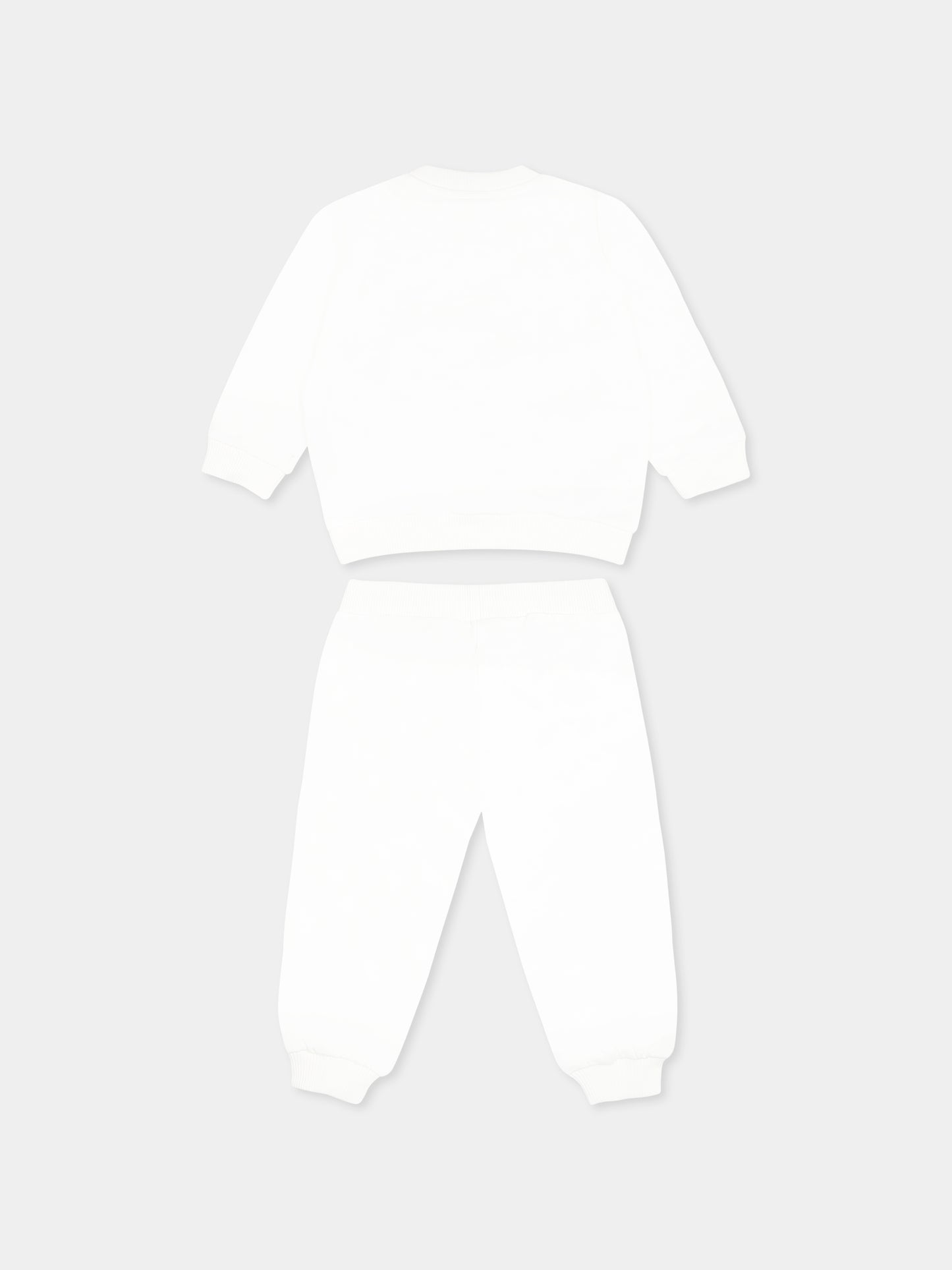 Completo avorio per neonata con Teddy Bear e arcobaleno,Moschino Kids,M7K02P LCA19 10063