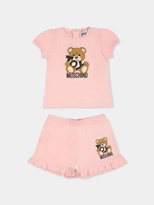 Completo rosa per neonata con Teddy Bear