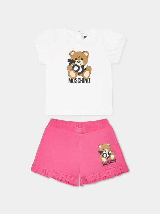 Completo multicolor per neonata con Teddy Bear
