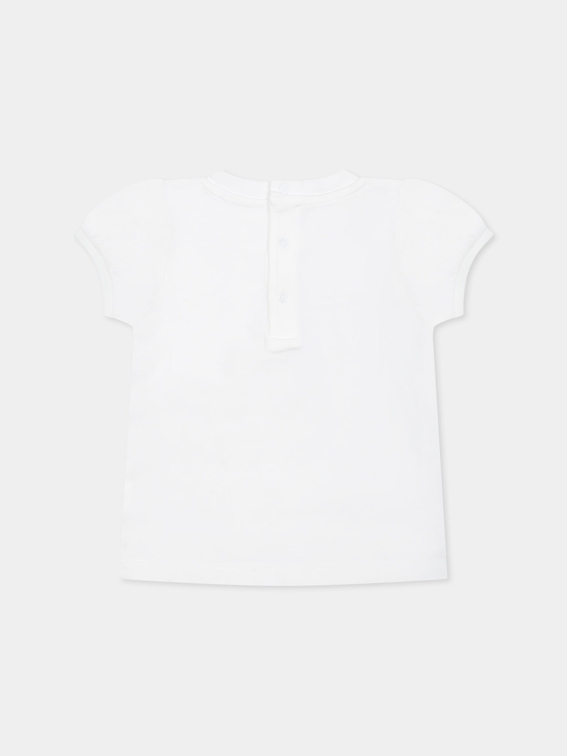 T-shirt bianca per neonata con Teddy Bear,Moschino Kids,MDM03K LBA00 10101