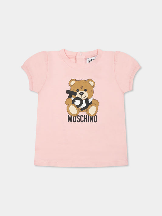 T-shirt rosa per neonata con Teddy Bear