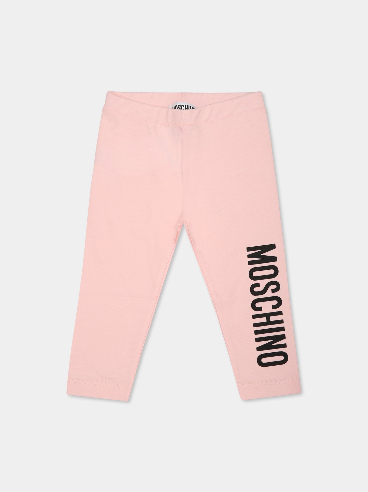 Leggings rosa per neonata con logo