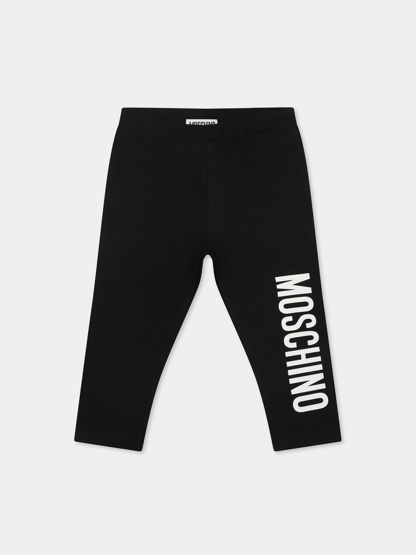Leggings neri per neonata con logo