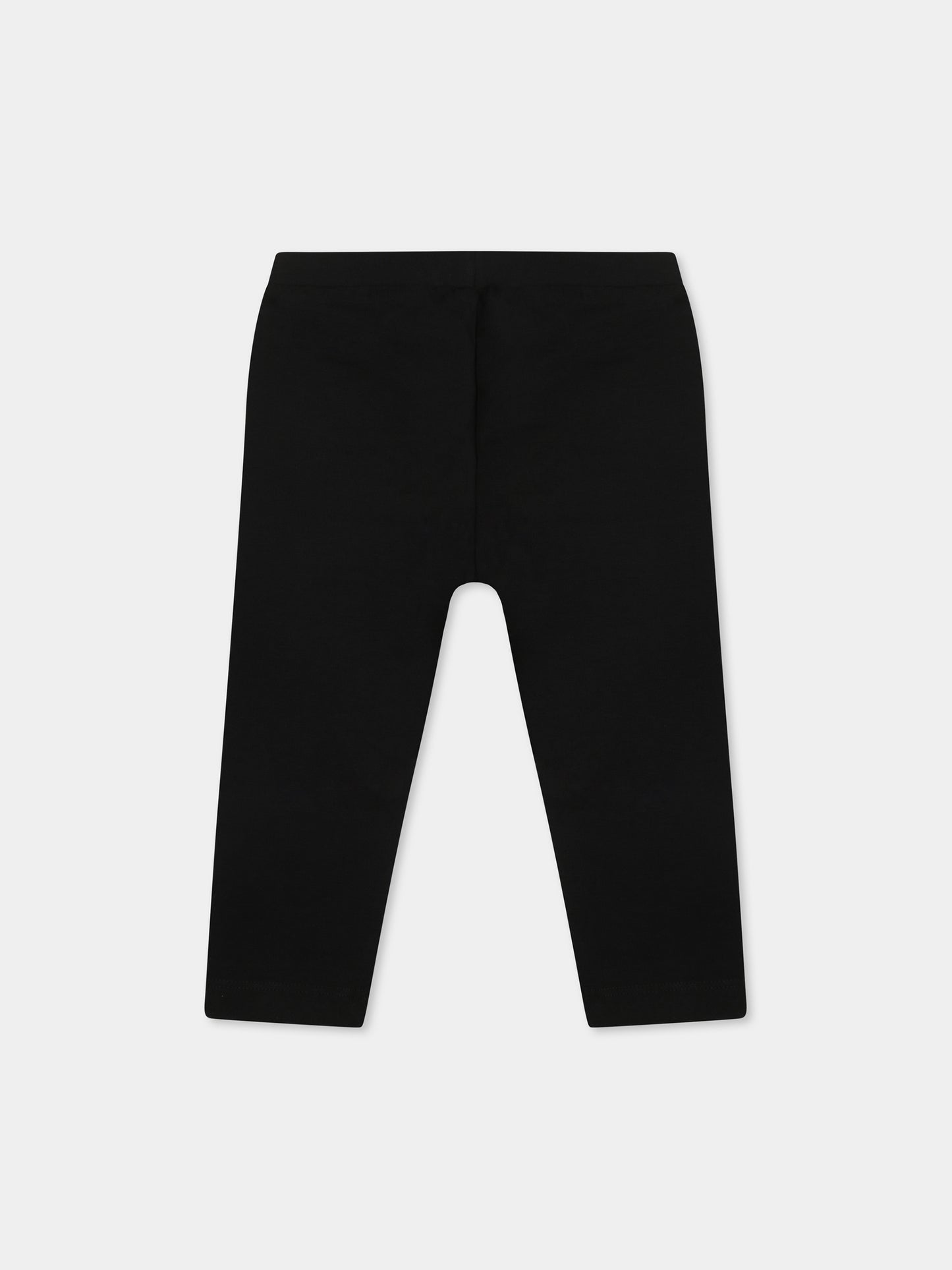Leggings neri per neonata con logo