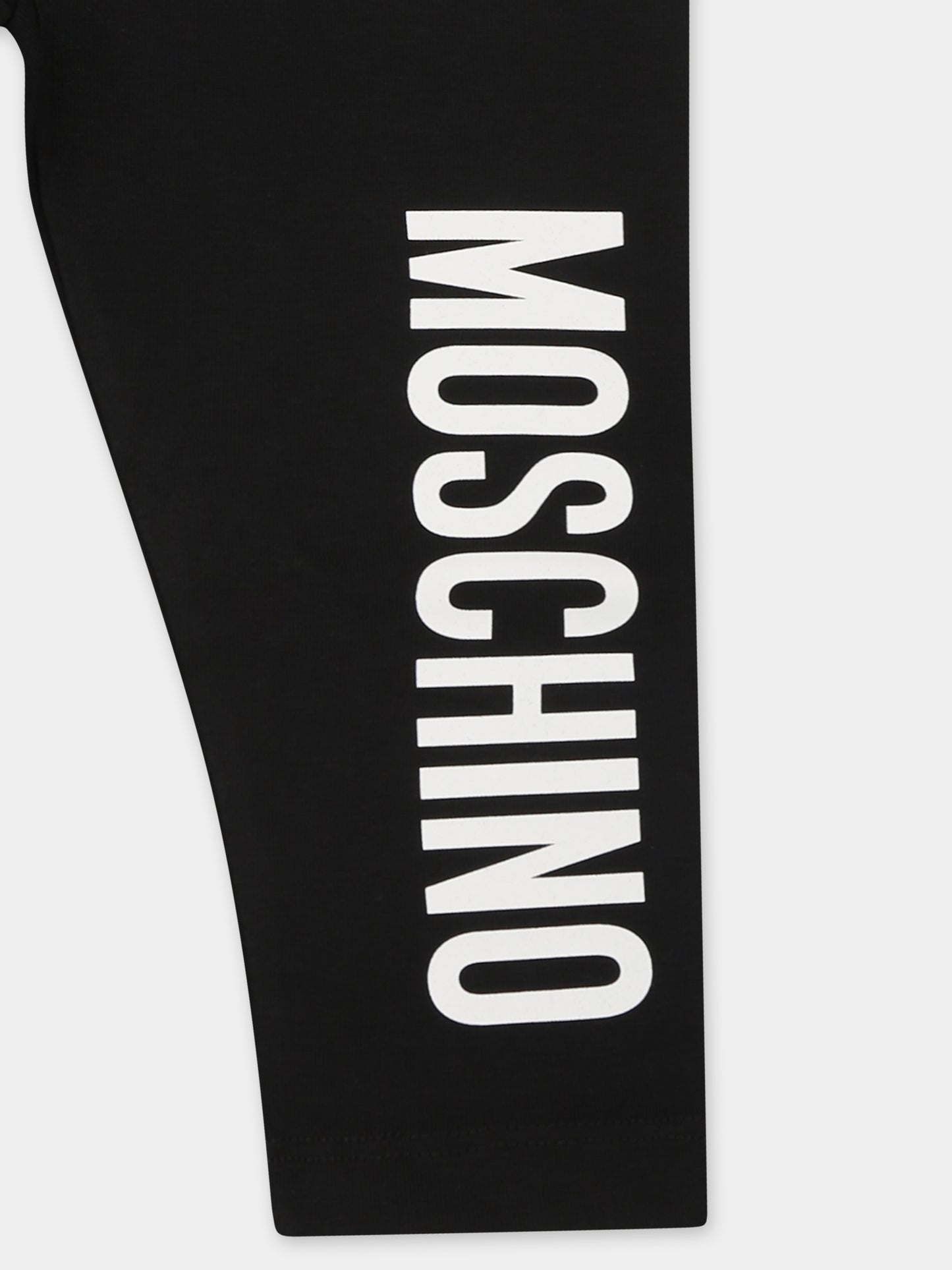 Leggings neri per neonata con logo