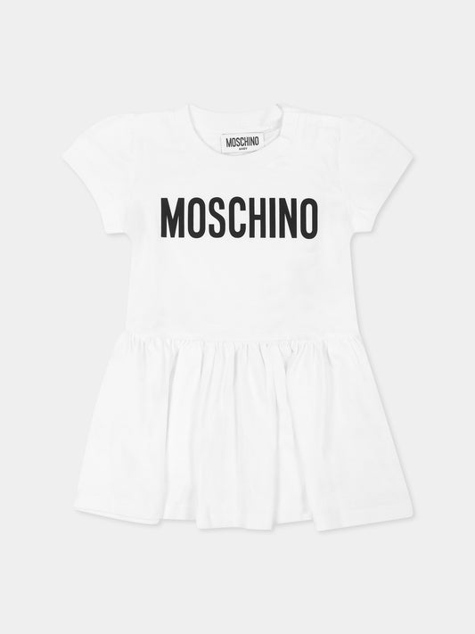 Vestito bianco per neonata con logo