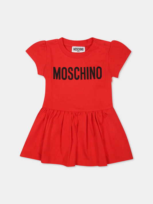 Vestito rosso per neonata con logo