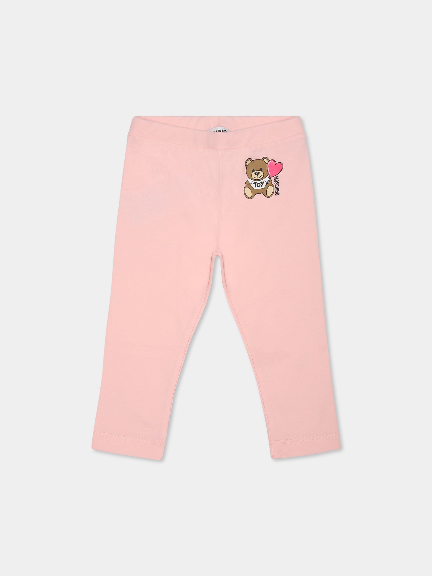 Leggings rosa per neonata con Teddy Bear e cuore