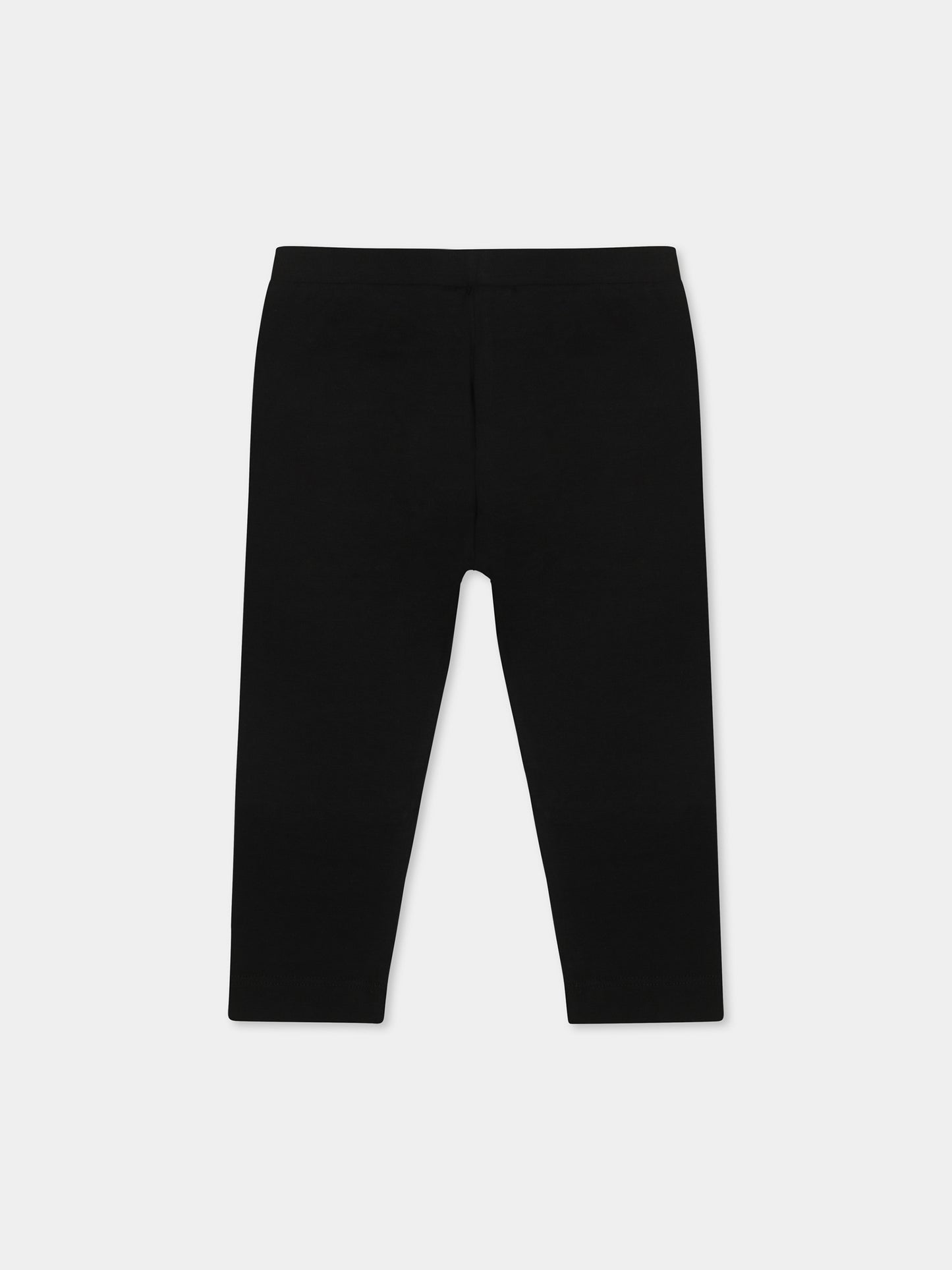 Leggings neri per neonata con Teddy Bear e cuore