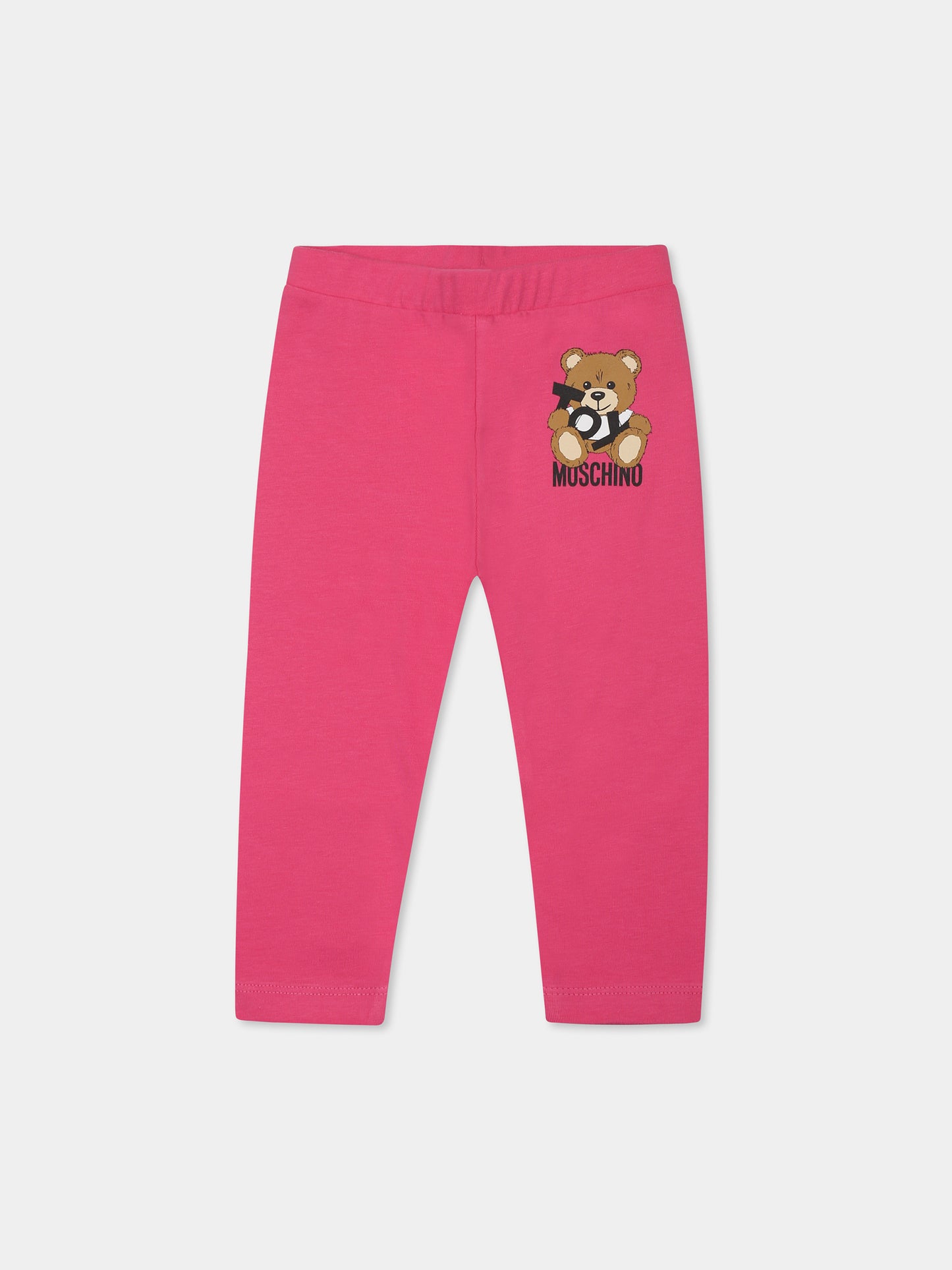 Leggings fucsia per neonata con Teddy Bear