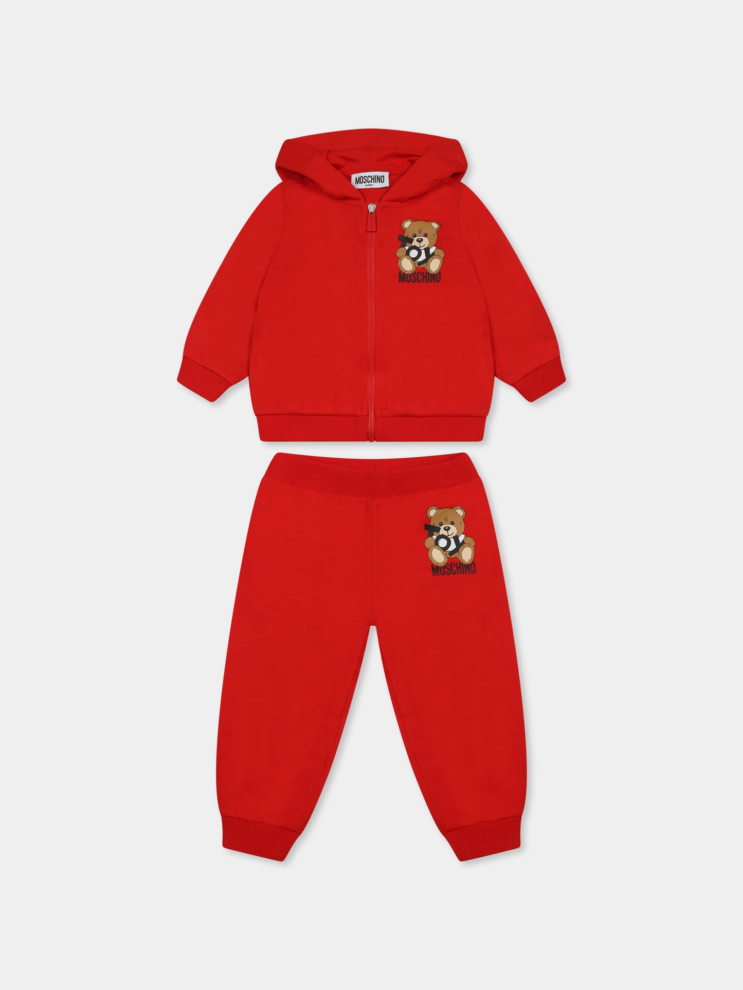 Completo rosso per neonati con Teddy Bear,Moschino Kids,MMK04R LCA19 50109