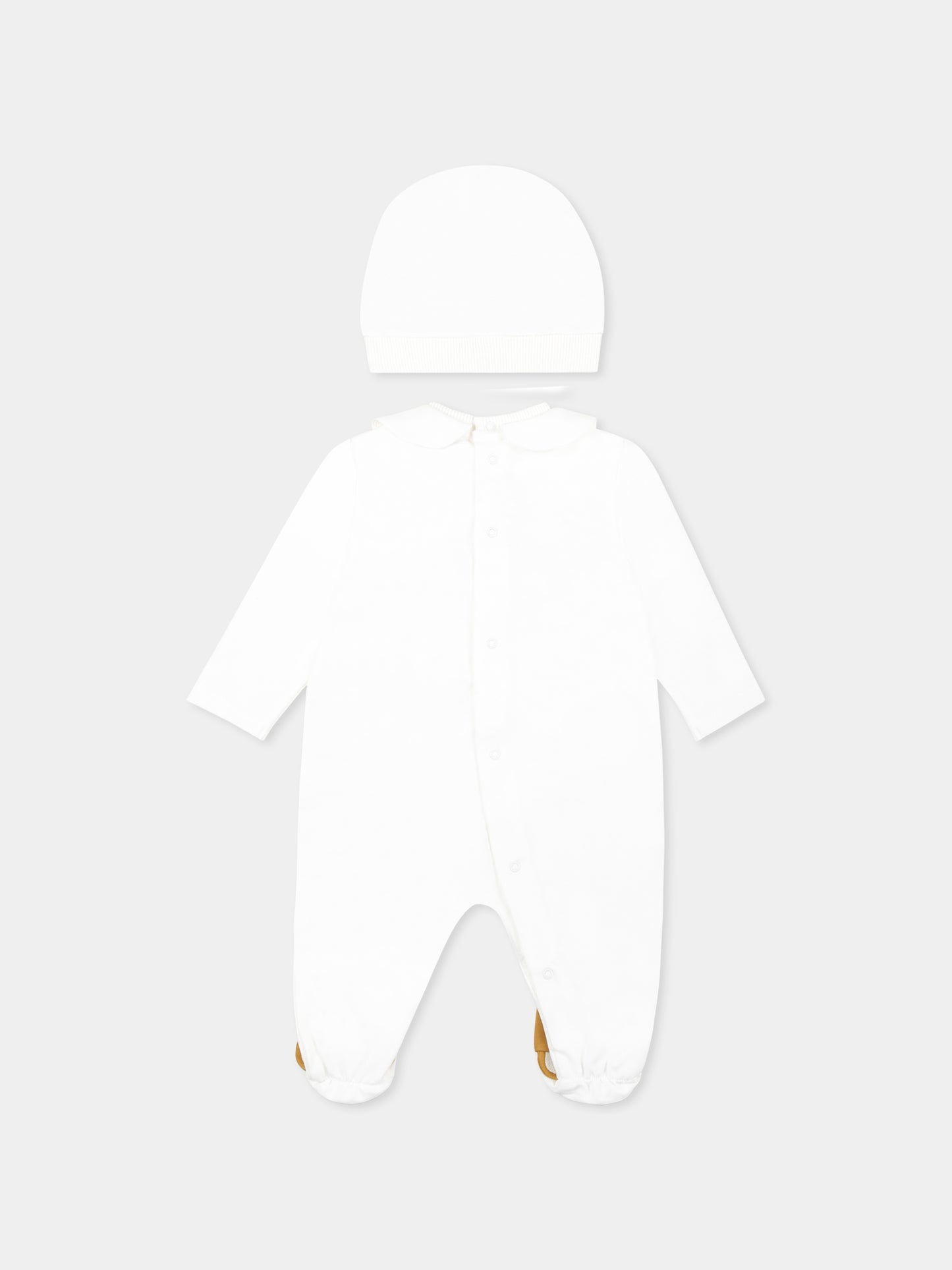 Set tutina avorio per neonati con Teddy Bear e arcobaleno,Moschino Kids,MMY065 LCA19 10063