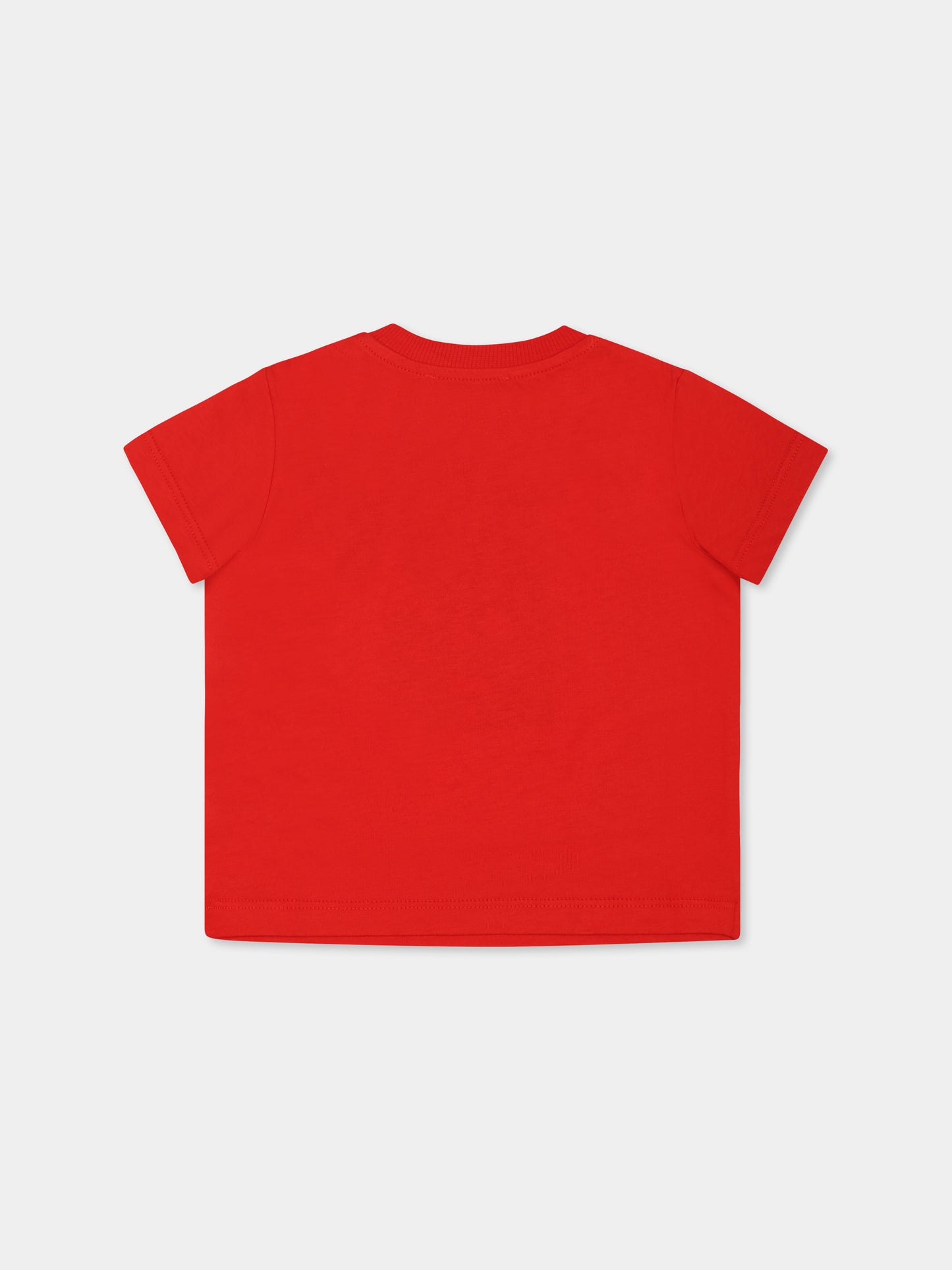 T-shirt rossa per neonati con Teddy Bear,Moschino Kids,MNM047 LAA03 50109