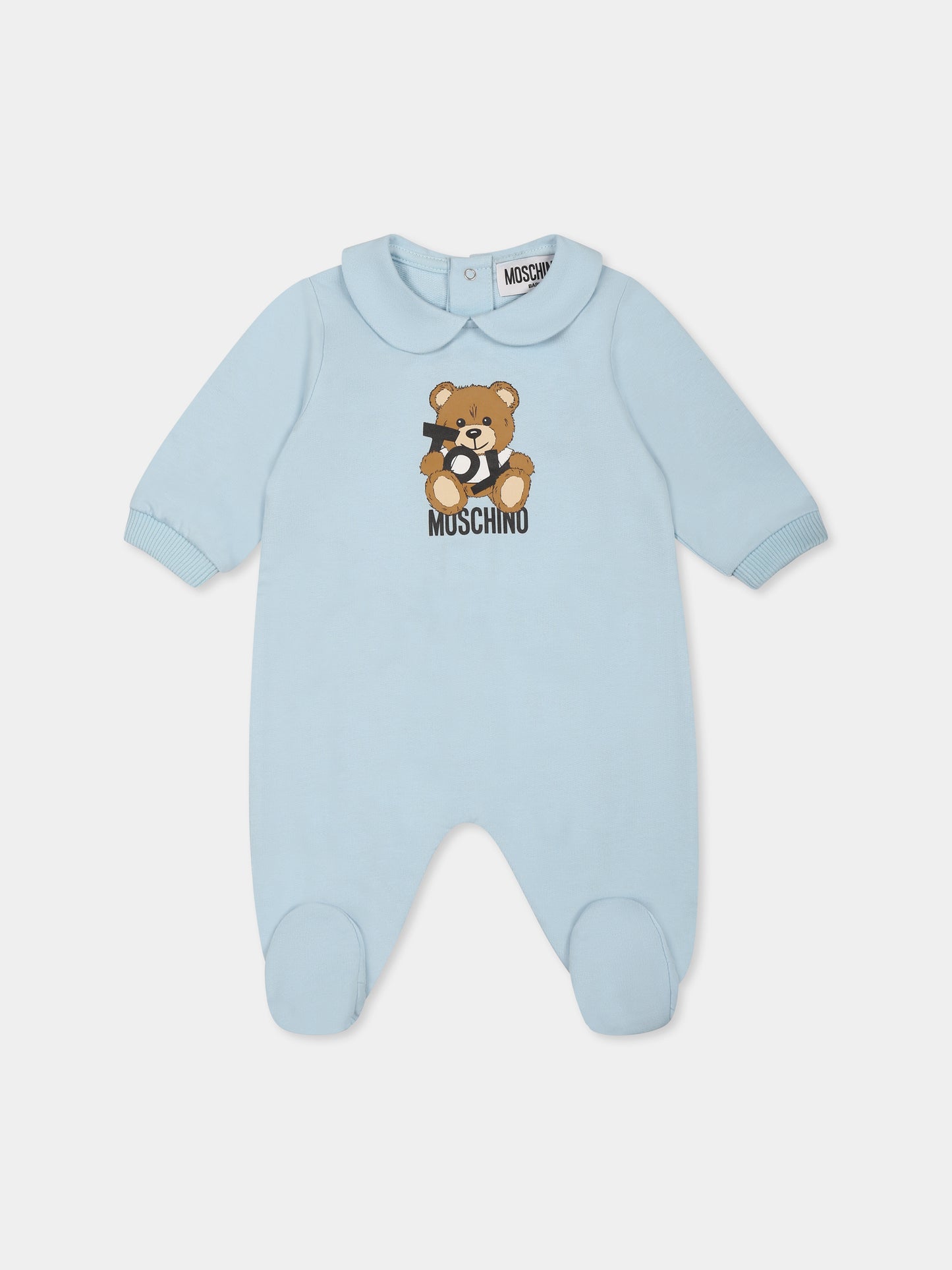 Set celeste per neonato con Teddy Bear e logo,Moschino Kids,MNY04G LCA19 40304