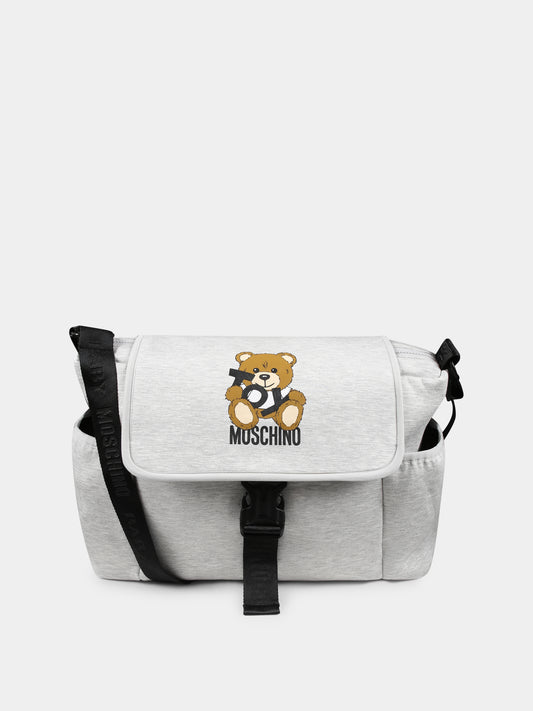 Borsa mamma grigia per neonati con Teddy Bear