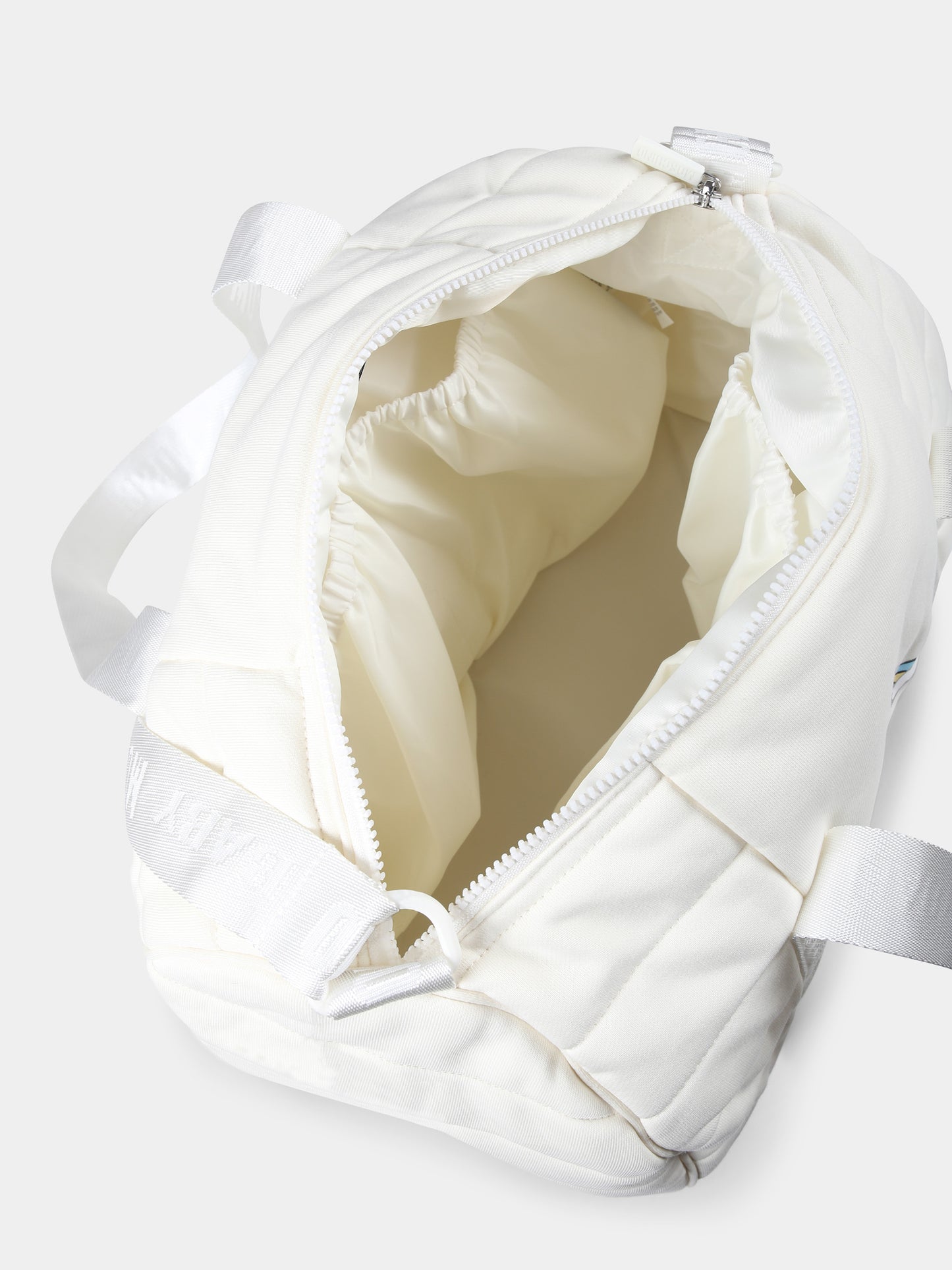 Borsa mamma avorio per neonati con Teddy Bear e arcobaleno,Moschino Kids,MPX03P LCA26 10063