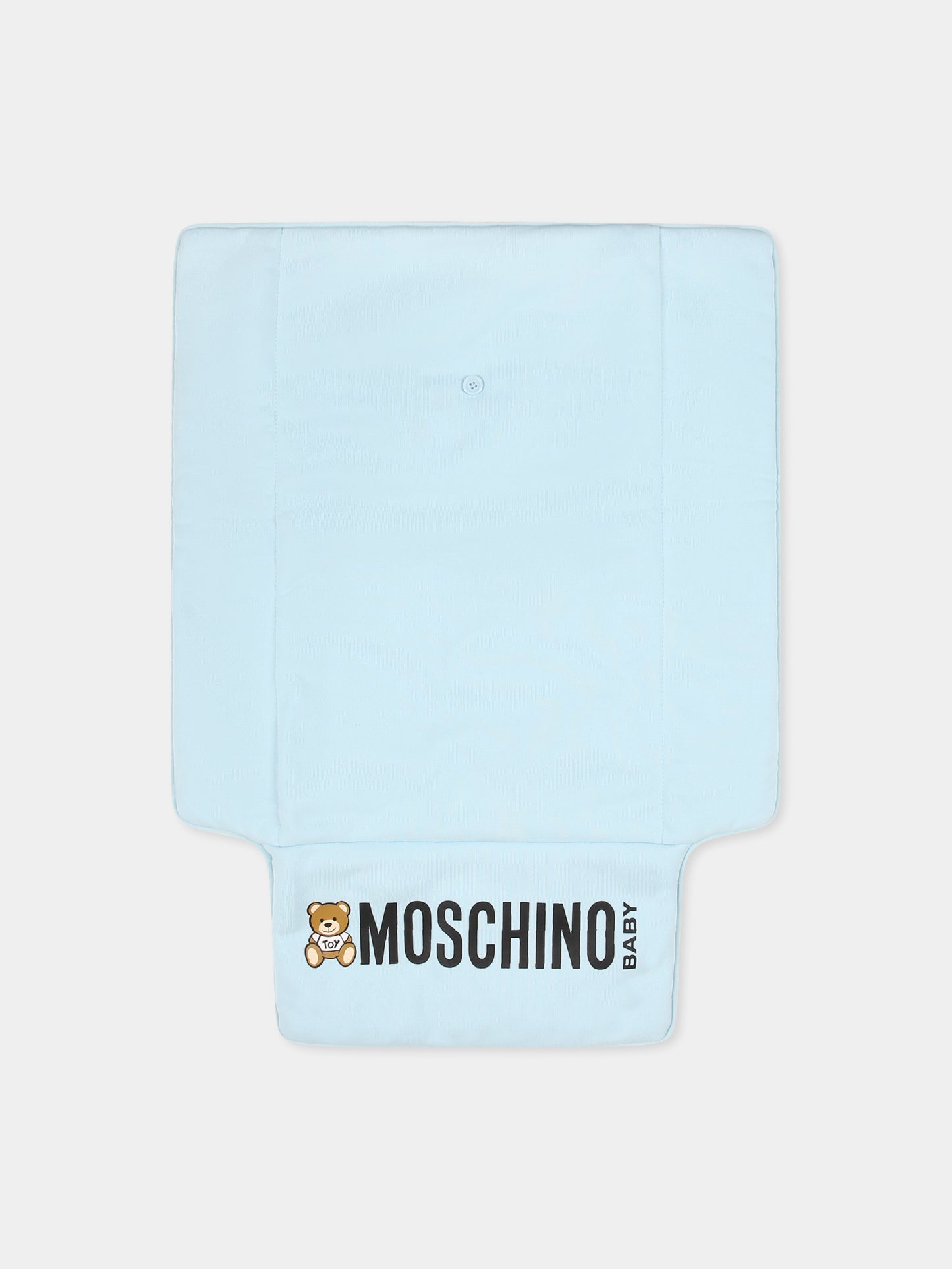 Borsa mamma celeste per neonato con Teddy Bear e arcobaleno,Moschino Kids,MPX03P LCA26 40304