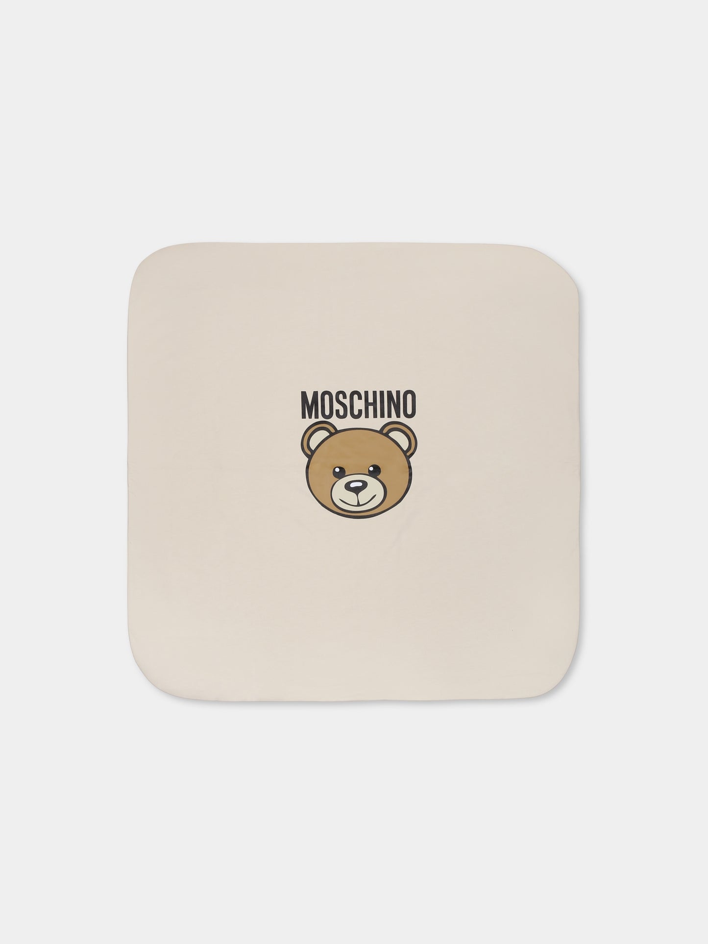 Coperta beige per neonati con Teddy Bear e logo