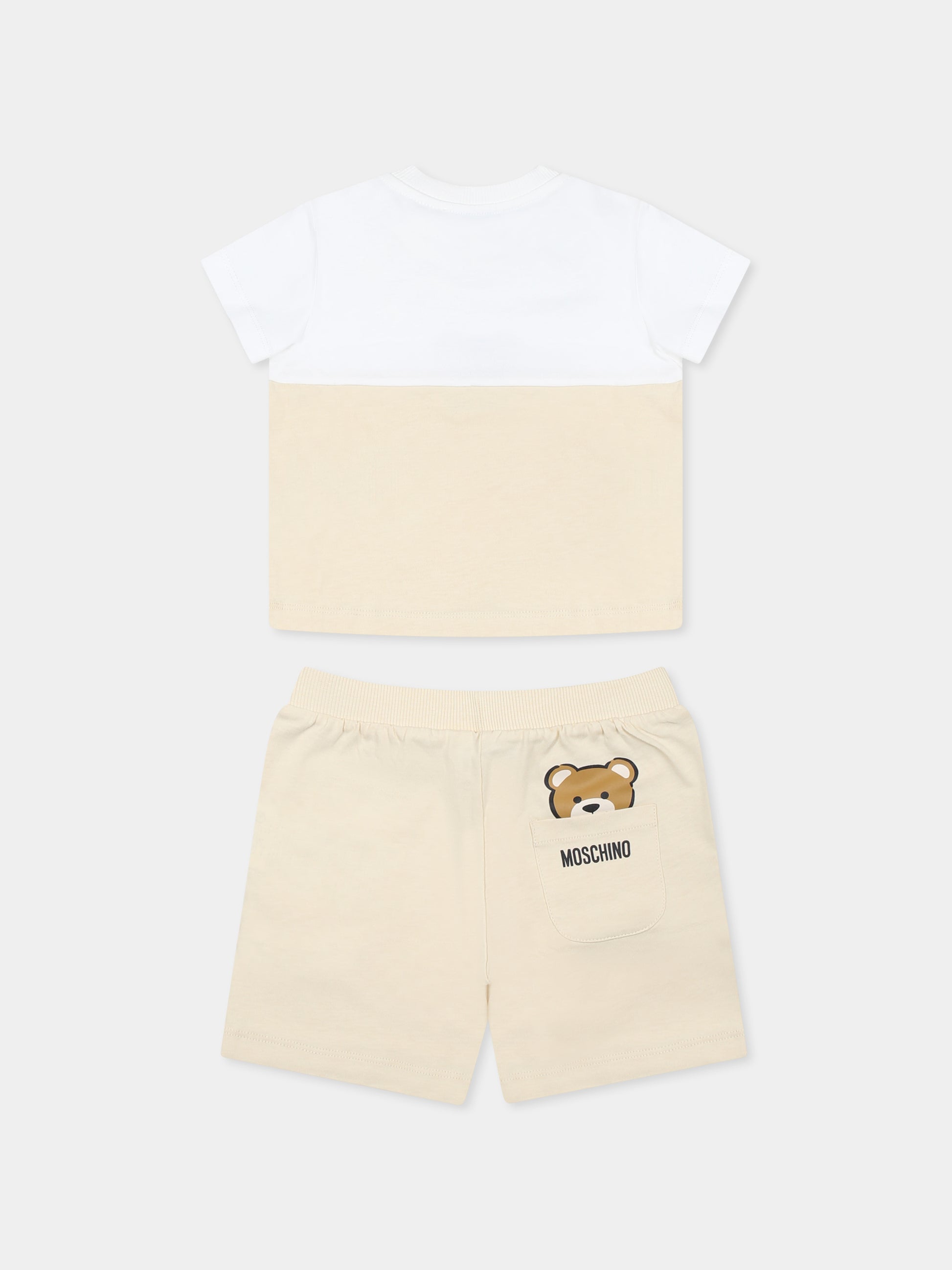 Completo beige per neonati con Teddy Bear,Moschino Kids,MUG01F LAA27 20404