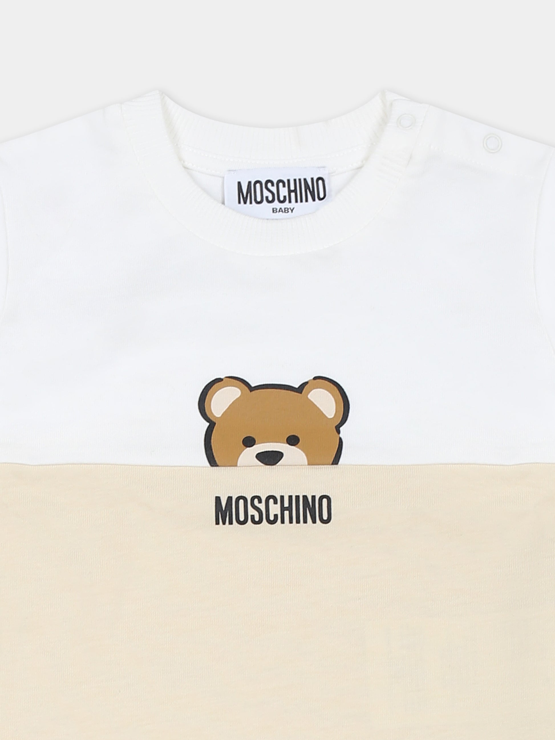 Completo beige per neonati con Teddy Bear,Moschino Kids,MUG01F LAA27 20404