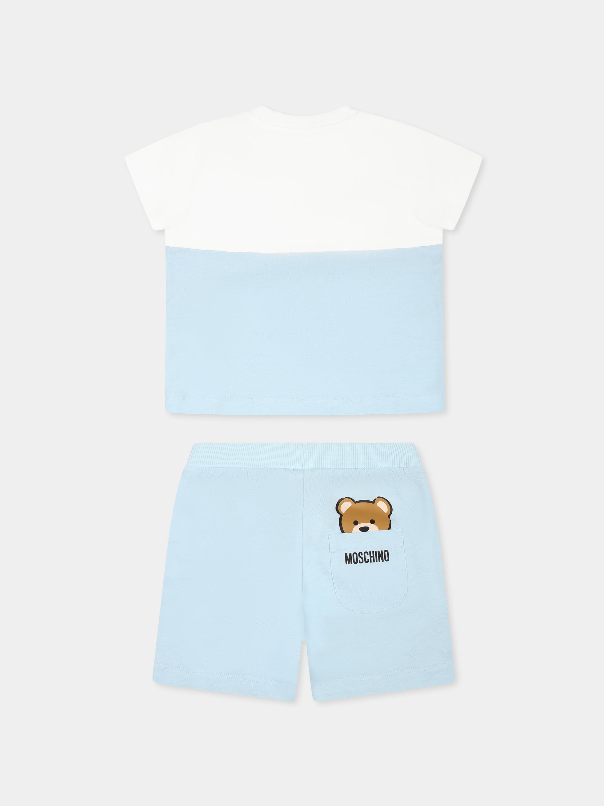 Completo celeste per neonato con Teddy Bear,Moschino Kids,MUG01F LAA27 40304