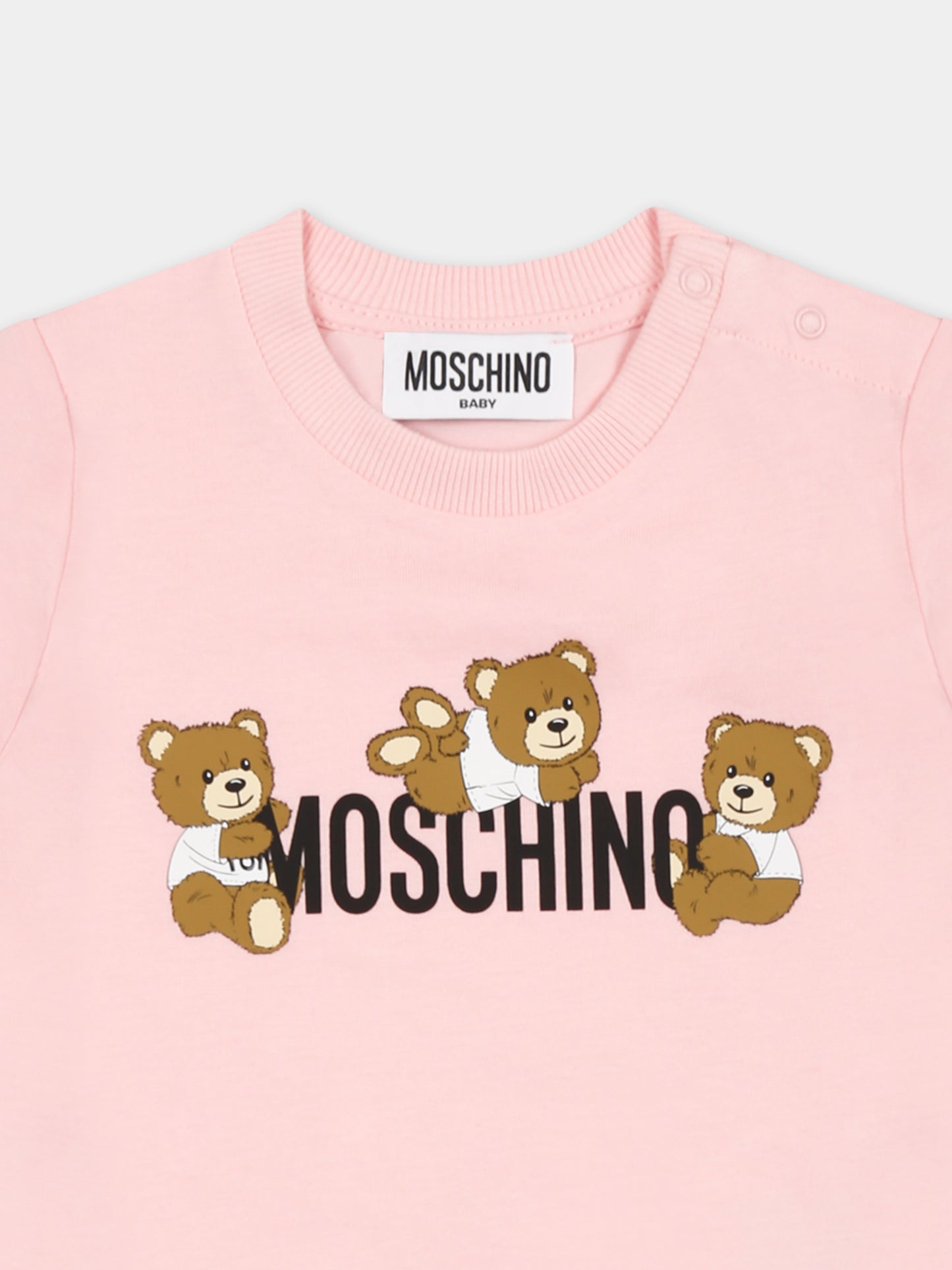 T-shirt rosa per neonata con tre Teddy Bears