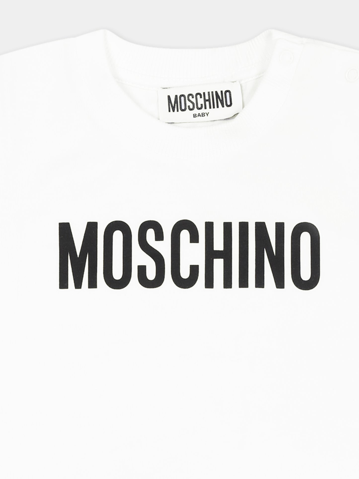T-shirt bianca per neonati con logo,Moschino Kids,MUM04F LAA02 10101