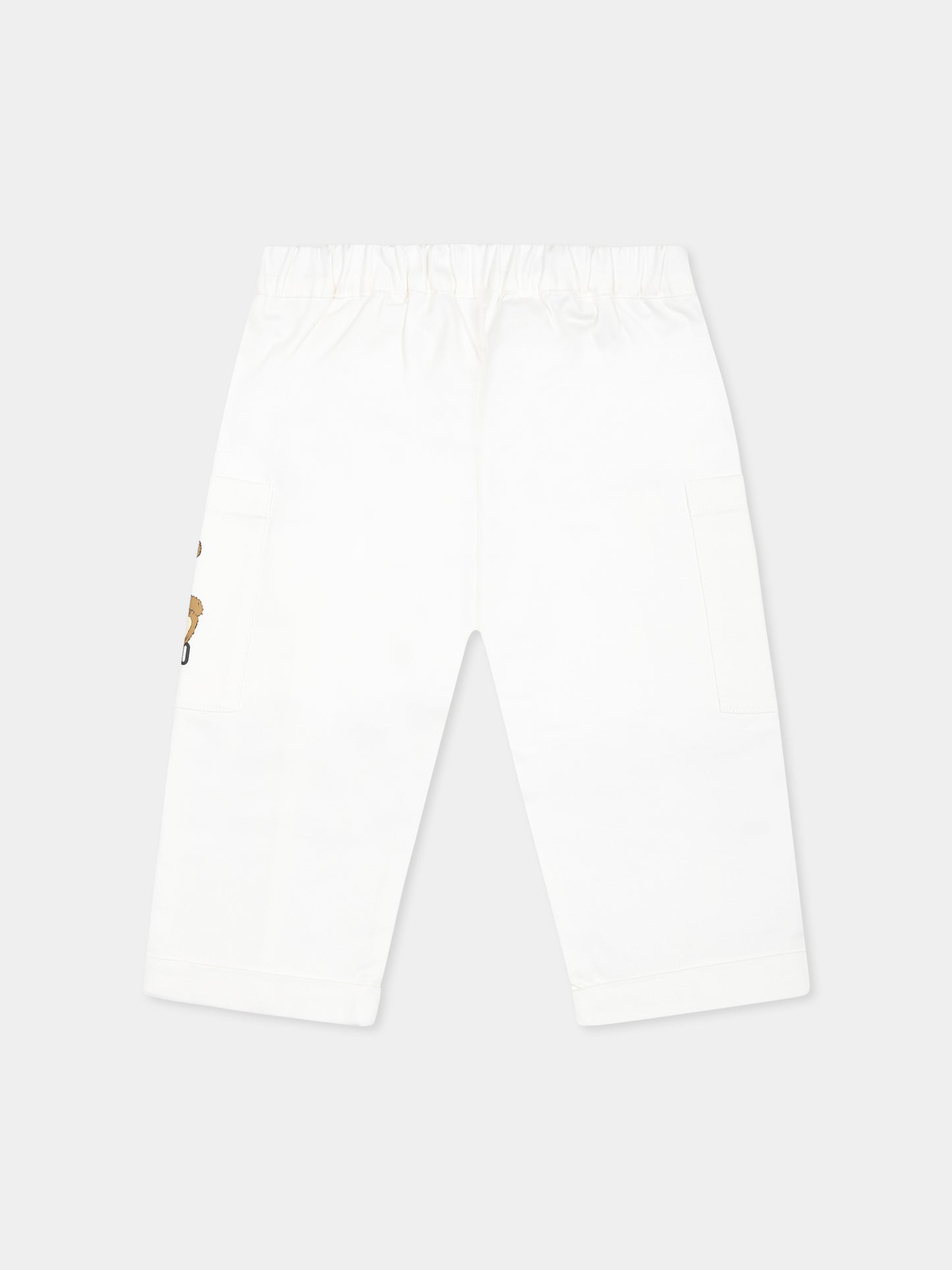 Pantaloni bianchi per neonato con Teddy Bear,Moschino Kids,MUP05C LPA01 10101