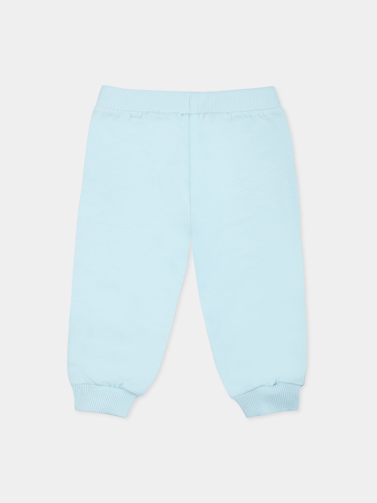 Pantaloni celesti per neonato con logo