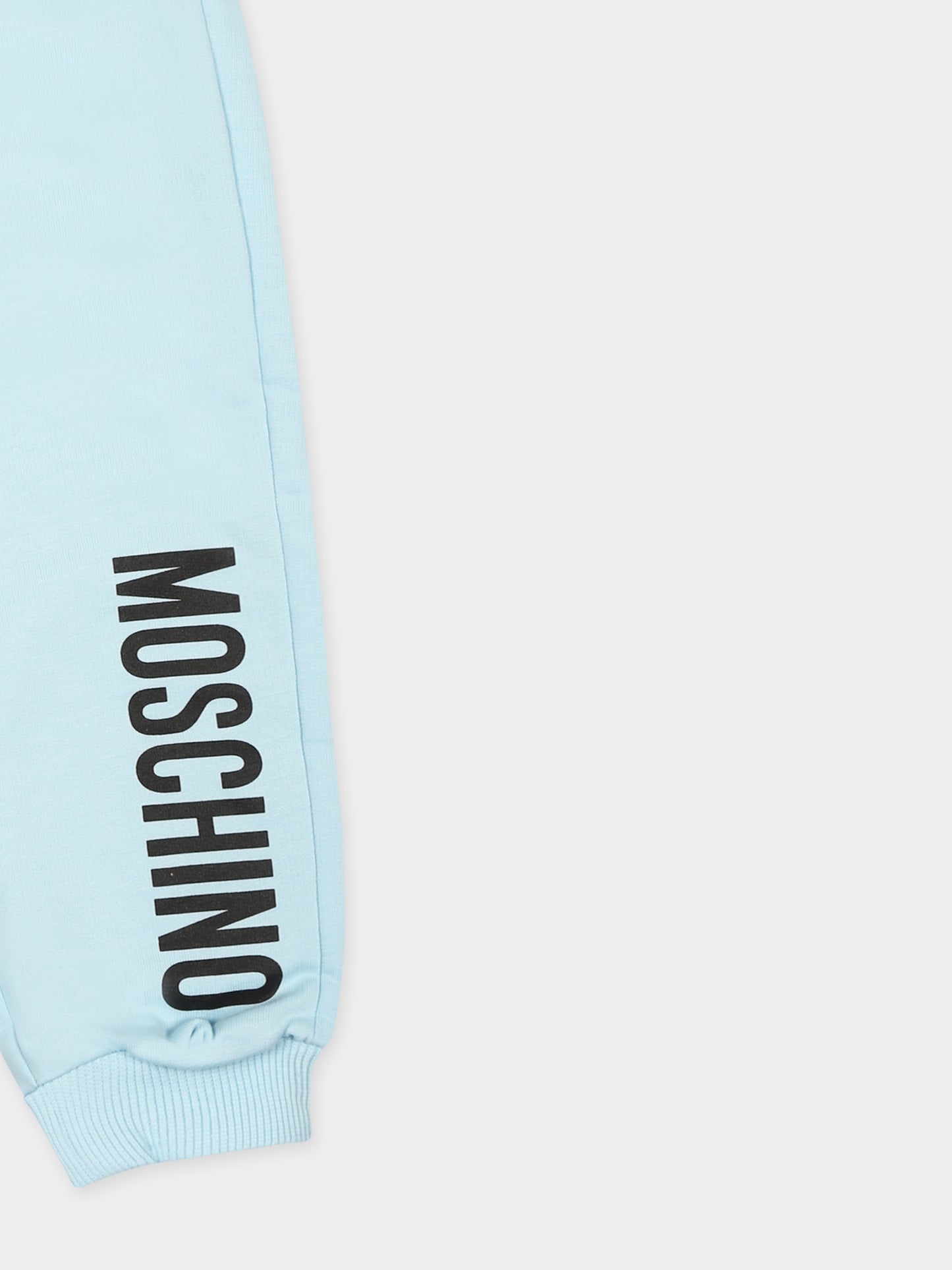 Pantaloni celesti per neonato con logo