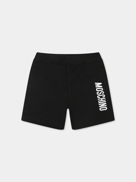 Shorts neri per bambino con logo,Moschino Kids,MUQ01L LAA23 60100