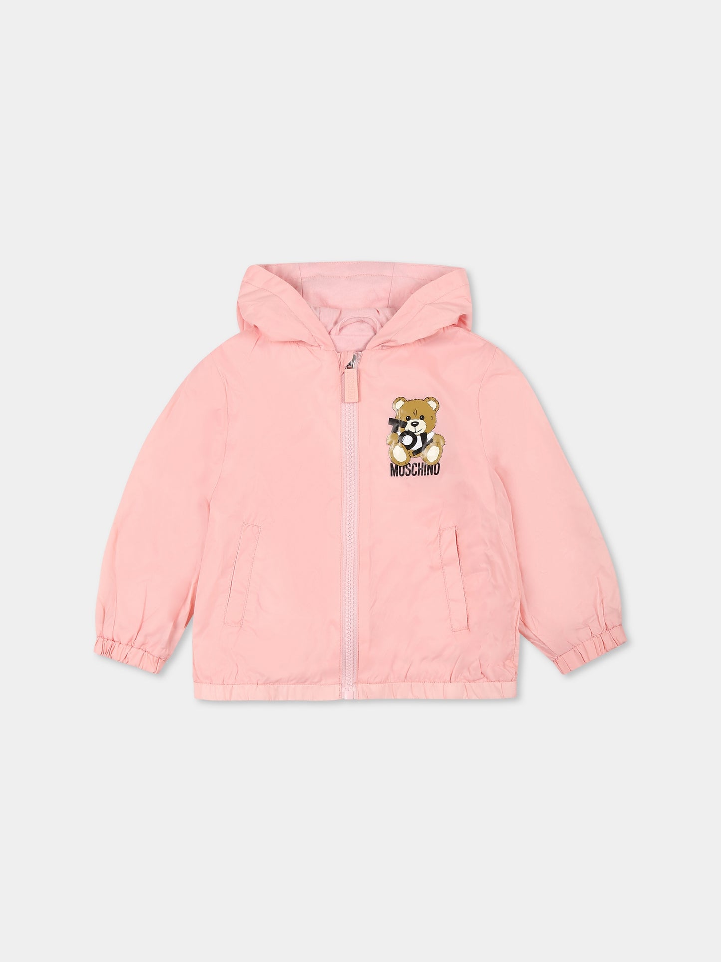 Giacca a vento rosa per neonata con Teddy Bear,Moschino Kids,MUS02W L3A69 50209