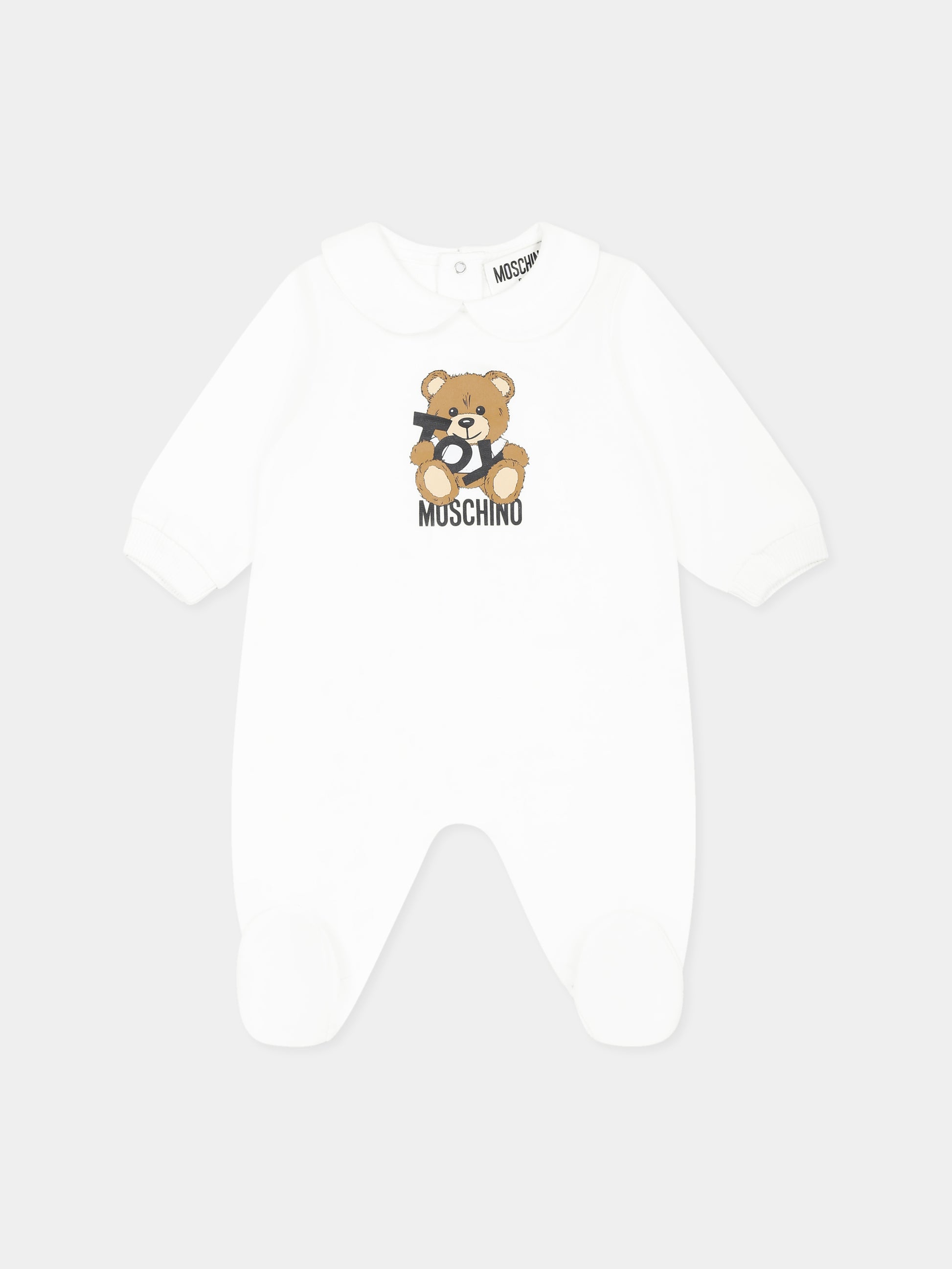 Tutina bianca per neonati con Teddy Bear,Moschino Kids,MUT048 LCA19 10101