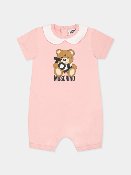 Pagliaccetto rosa per neonata con Teddy Bear