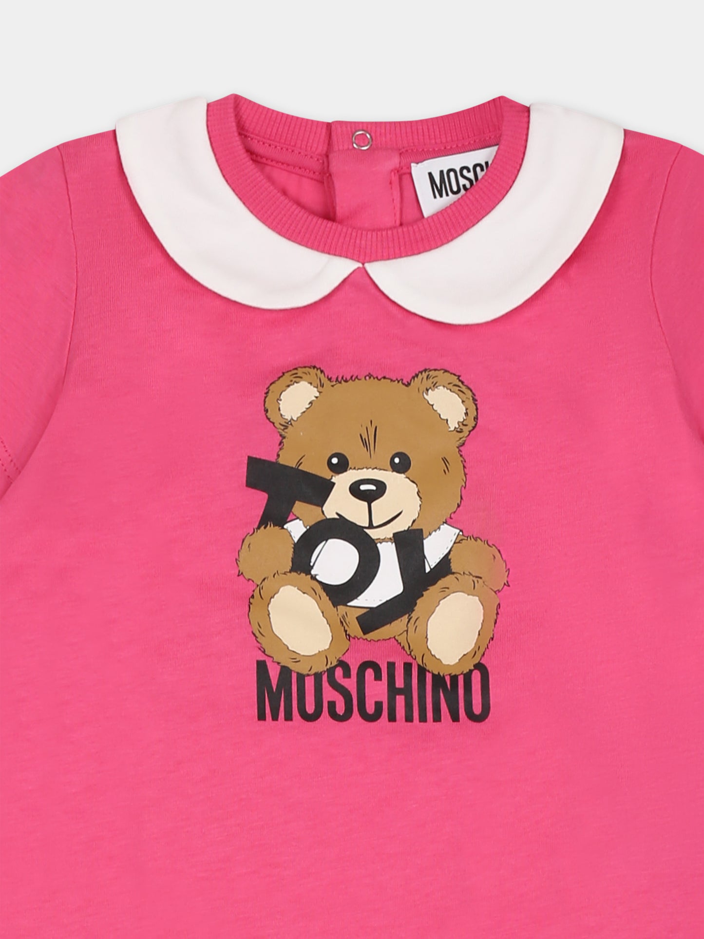 Pagliaccetto fucsia per neonata con Teddy Bear,Moschino Kids,MUT049 LAA03 50533