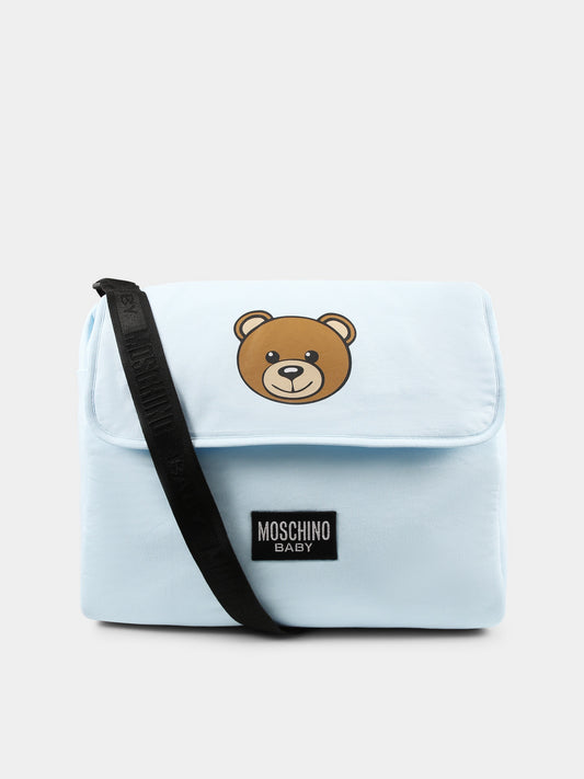 Borsa mamma celeste per neonato con Teddy Bear