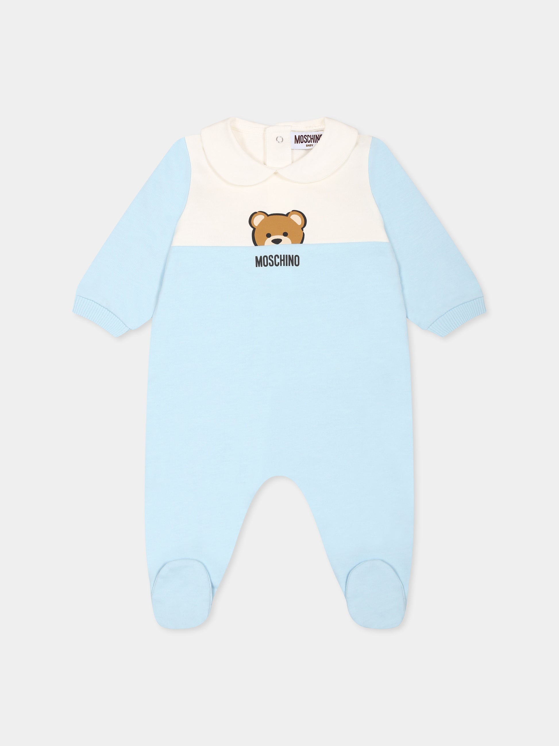 Tutina celeste per neonato con Teddy Bear,Moschino Kids,MUY07F LCA51 40304