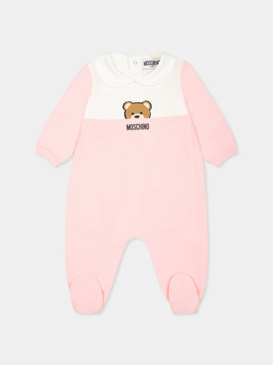 Tutina rosa per neonata con Teddy Bear,Moschino Kids,MUY07F LCA51 50209