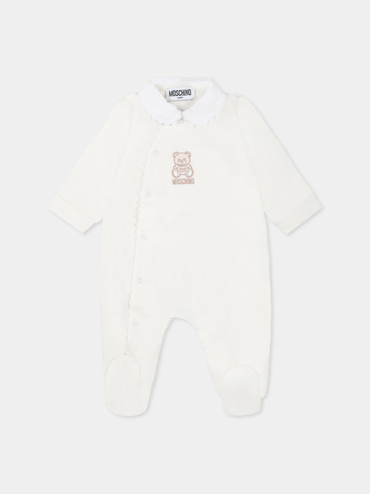 Tutina avorio per neonati con Teddy Bear,Moschino Kids,MUY07L LCA19 10063