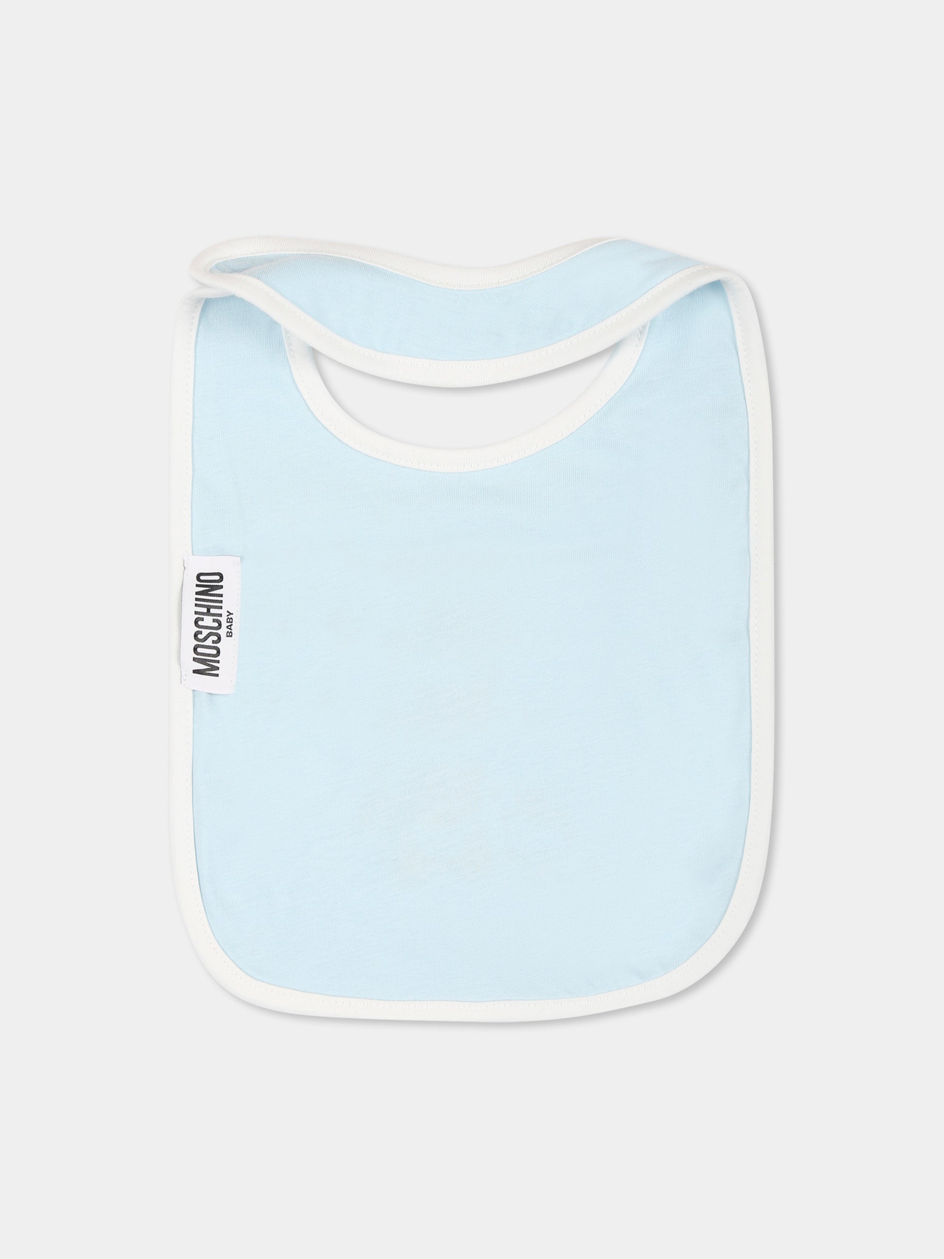 Set bavaglini celeste per neonato con Teddy Bear,Moschino Kids,MUY087 LAA03 40304