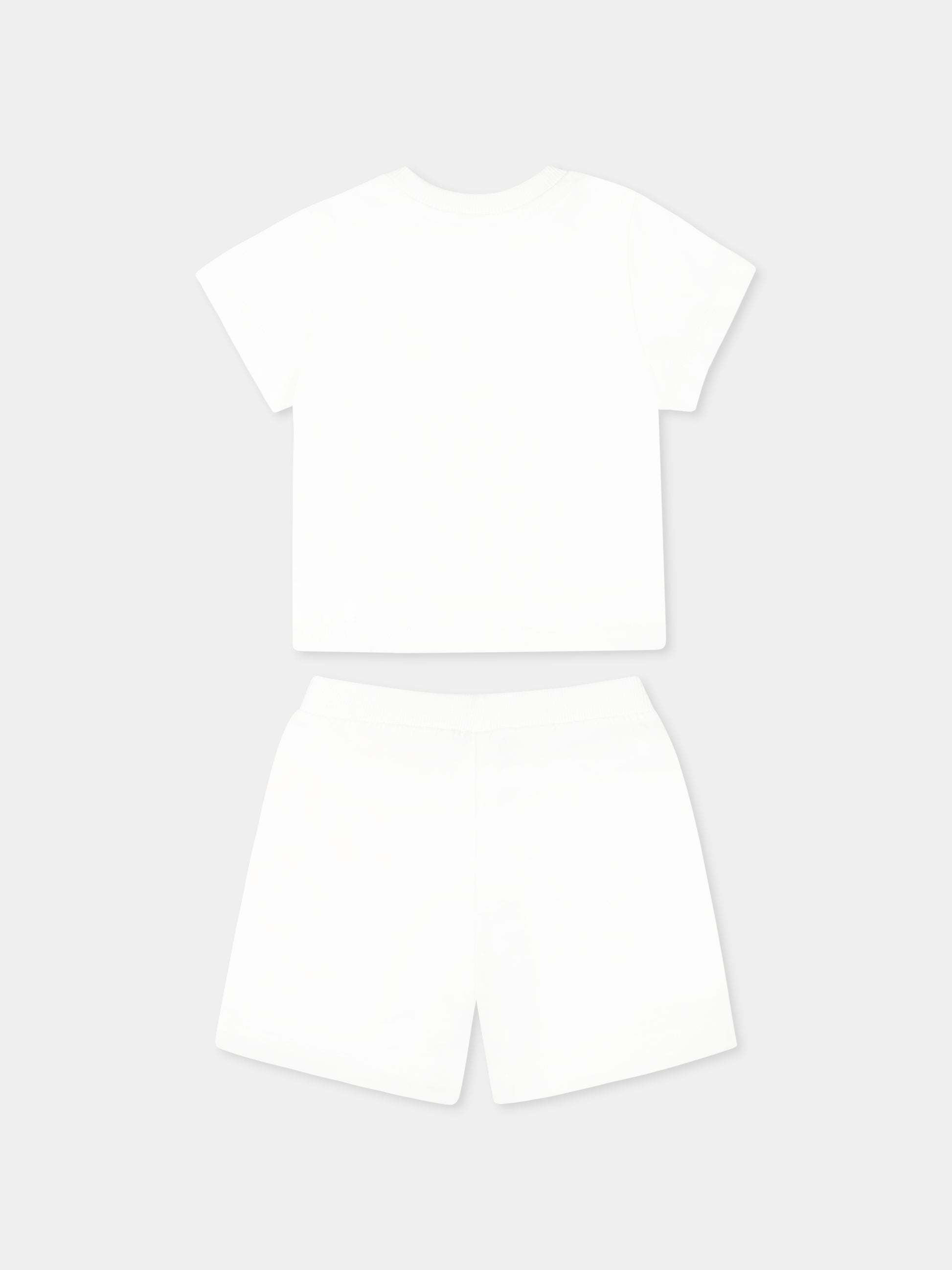 Completo bianco per neonata con Teddy Bear e logo,Moschino Kids,MVG00M LAA02 10063