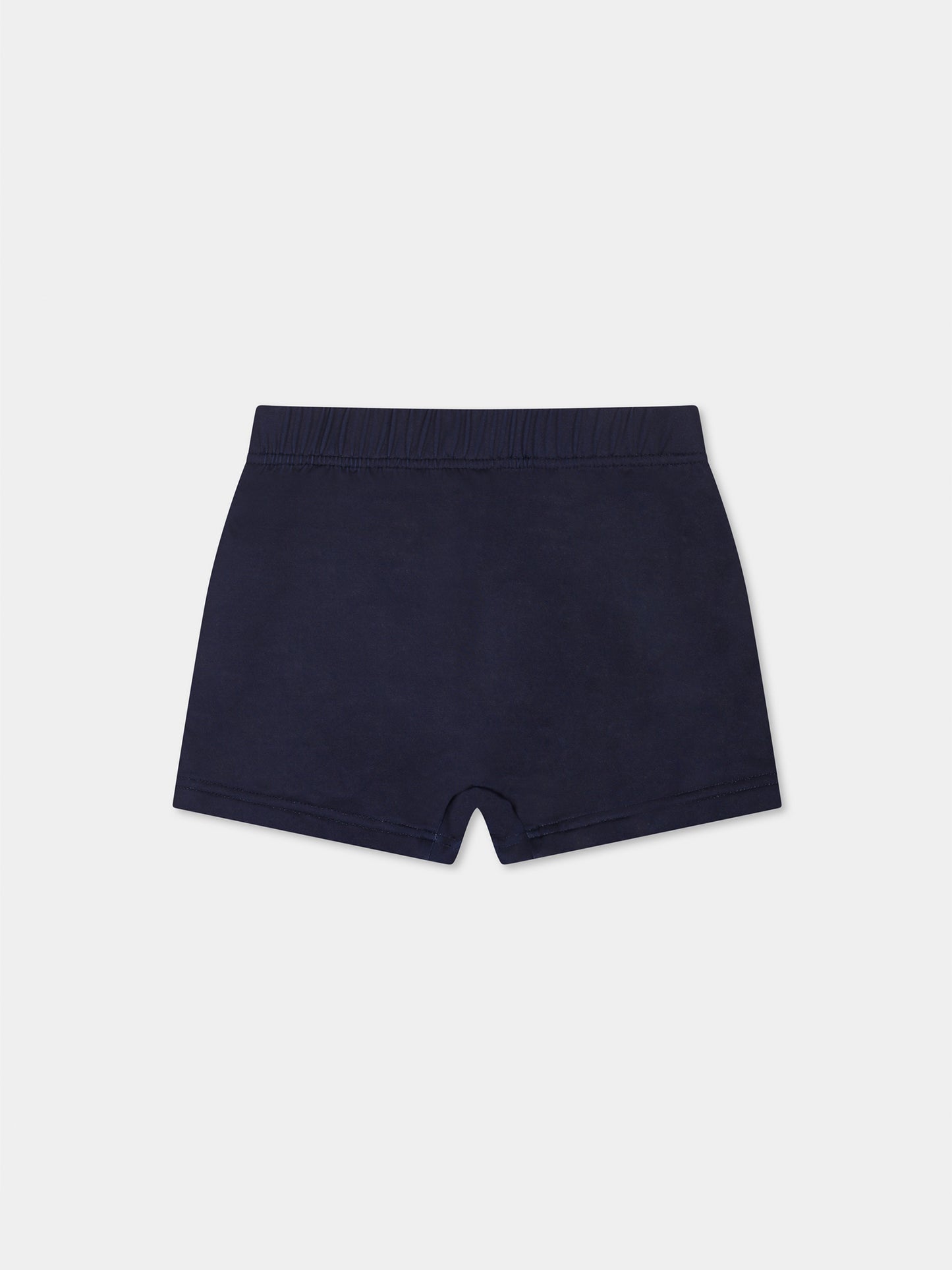 Boxer mare blu per neonato con Teddy Bear e logo bianco
