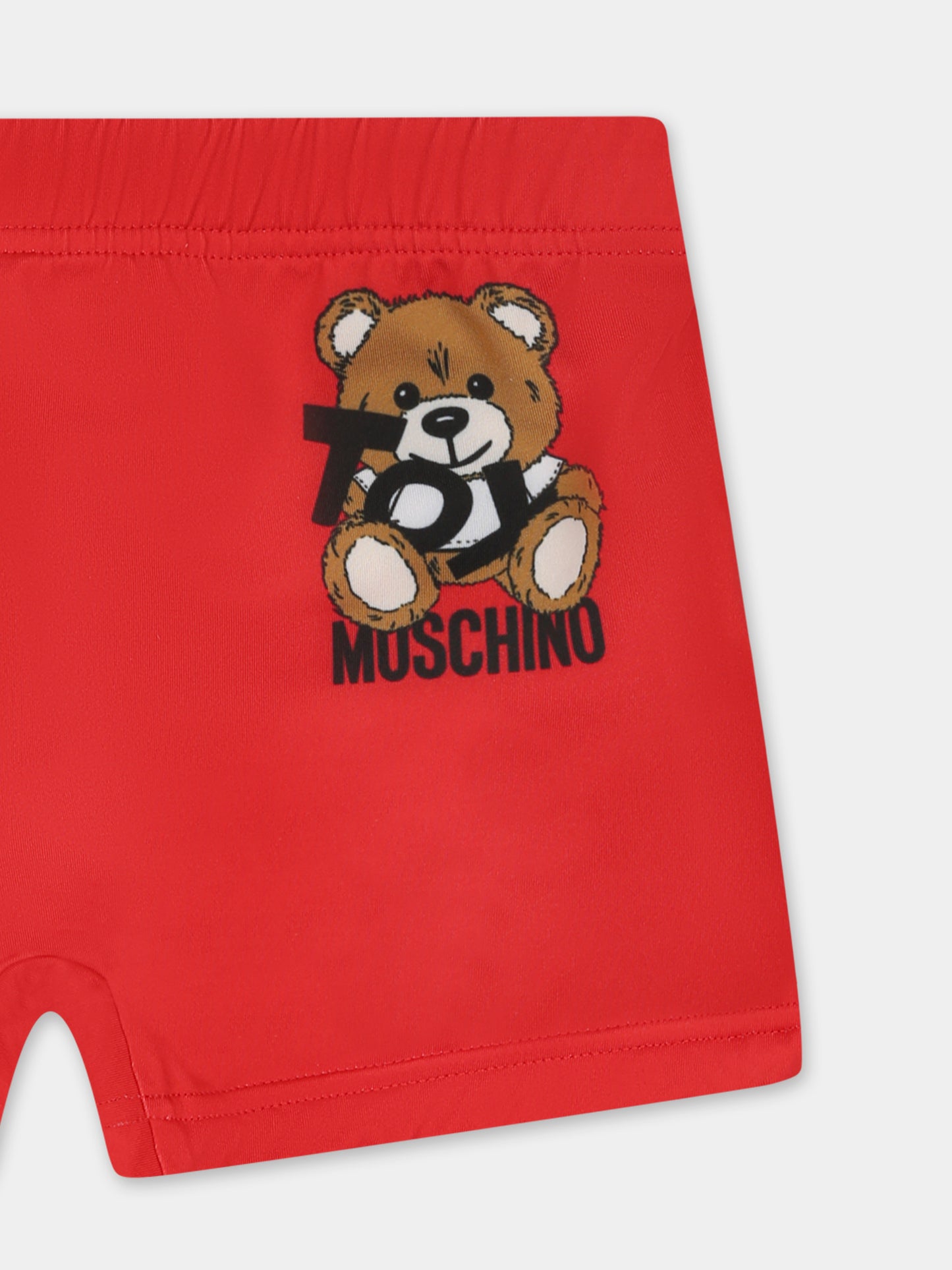 Boxer mare rosso per neonato con Teddy Bear e logo nero