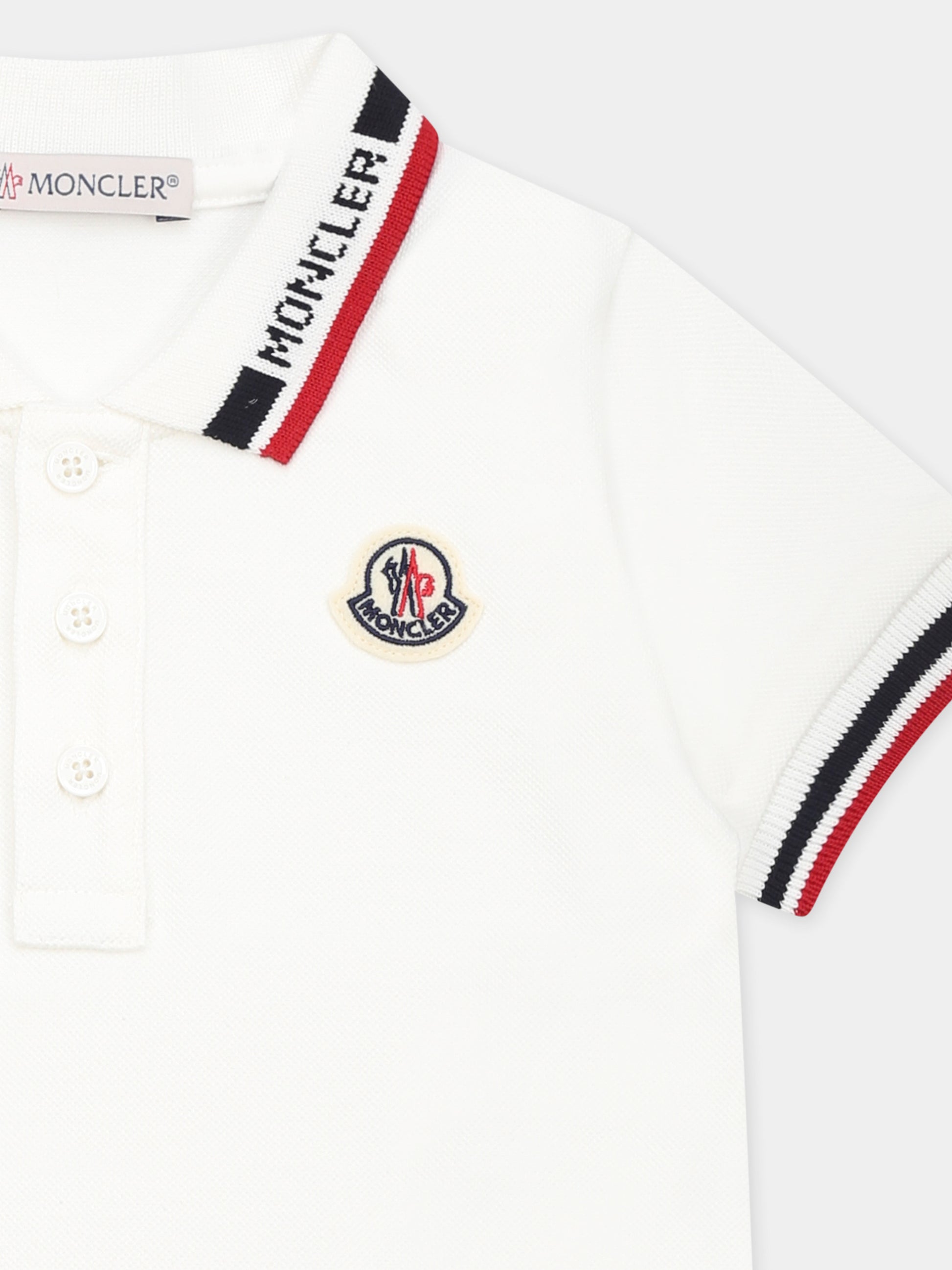Polo bianca per neonato con logo,Moncler Kids,K1951 8A00003 89AL2 034