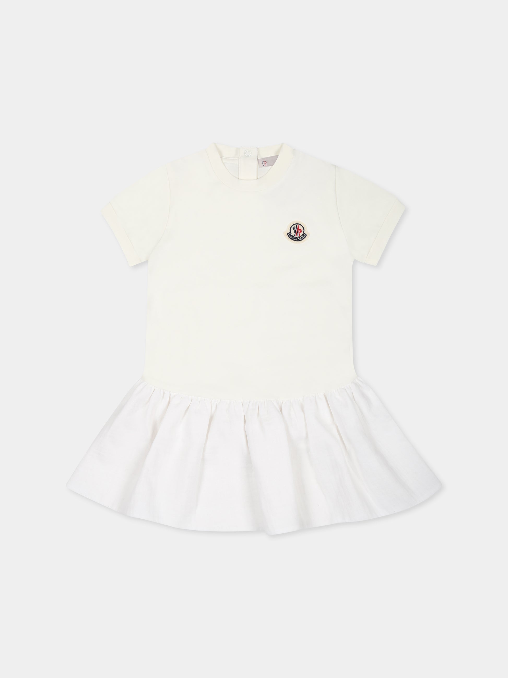 Vestito bianco per neonata con logo,Moncler Kids,K1951 8I00005 89AUM 034